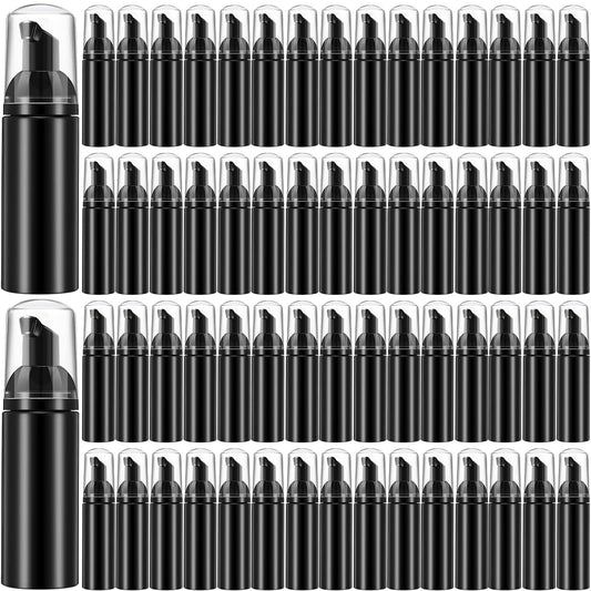 70 Pcs 2 oz Plastic Foam Soap Dispensers Refillable Lash Shampoo Bottles with Pump Mini Eyelash Cleaning Foam Bottle Dispenser for Refillable Travel Cosmetics (Black)