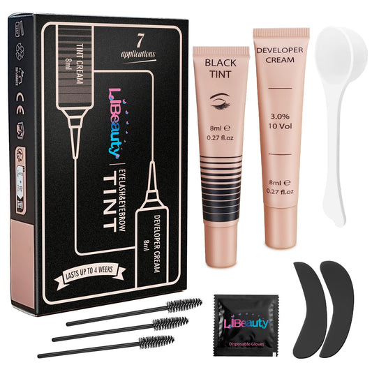 Libeauty Eyelash Color Kit, Instant Black Color Kit for Hair Lasts Up 4 Weeks with Reusable eye patches Lash Colour Kit Suitable For DIY At Home Or Salon