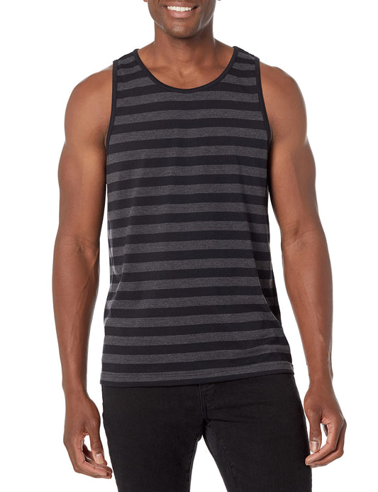 Amazon Essentials Men's Regular-Fit Tank Top, Black/Charcoal Heather, X-Small