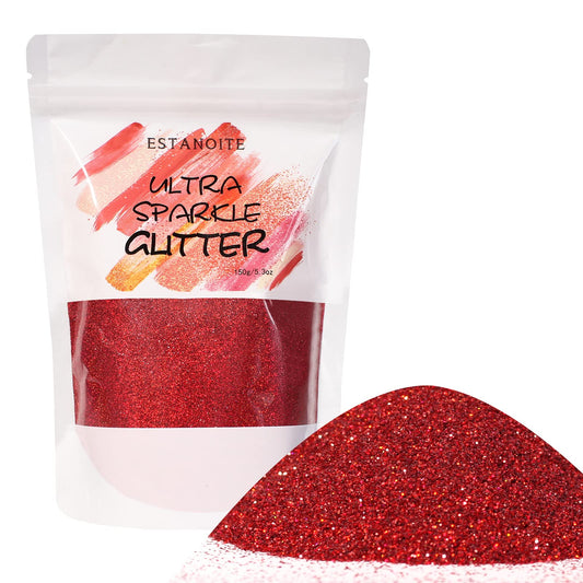 Holographic Ultra Fine Glitter Powder for Resin, 150g Extra Fine Glitter for Tumblers, Makeup Face Eye Hair Body, Crafts Painting Arts, Nail Art DIY Decoration (Xmas Red)