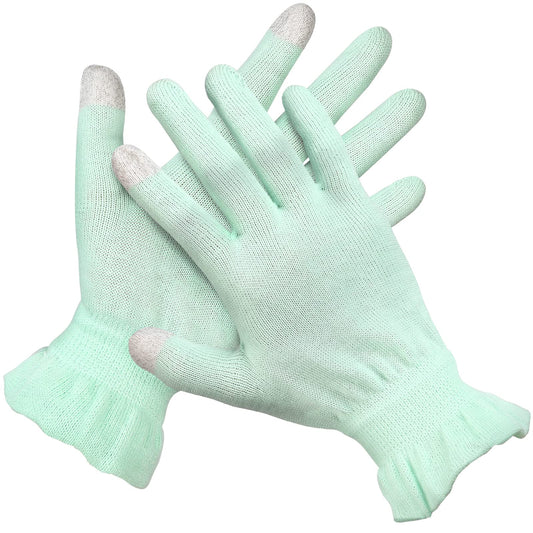 AovYoo Moisturizing Gloves Overnight,Cotton Gloves for Dry Hands,Eczema Gloves with Touchscreen Fingertips,Nighttime Lotion Gloves for Sleeping,SPA,Beauty (Green/1 Pair, S)