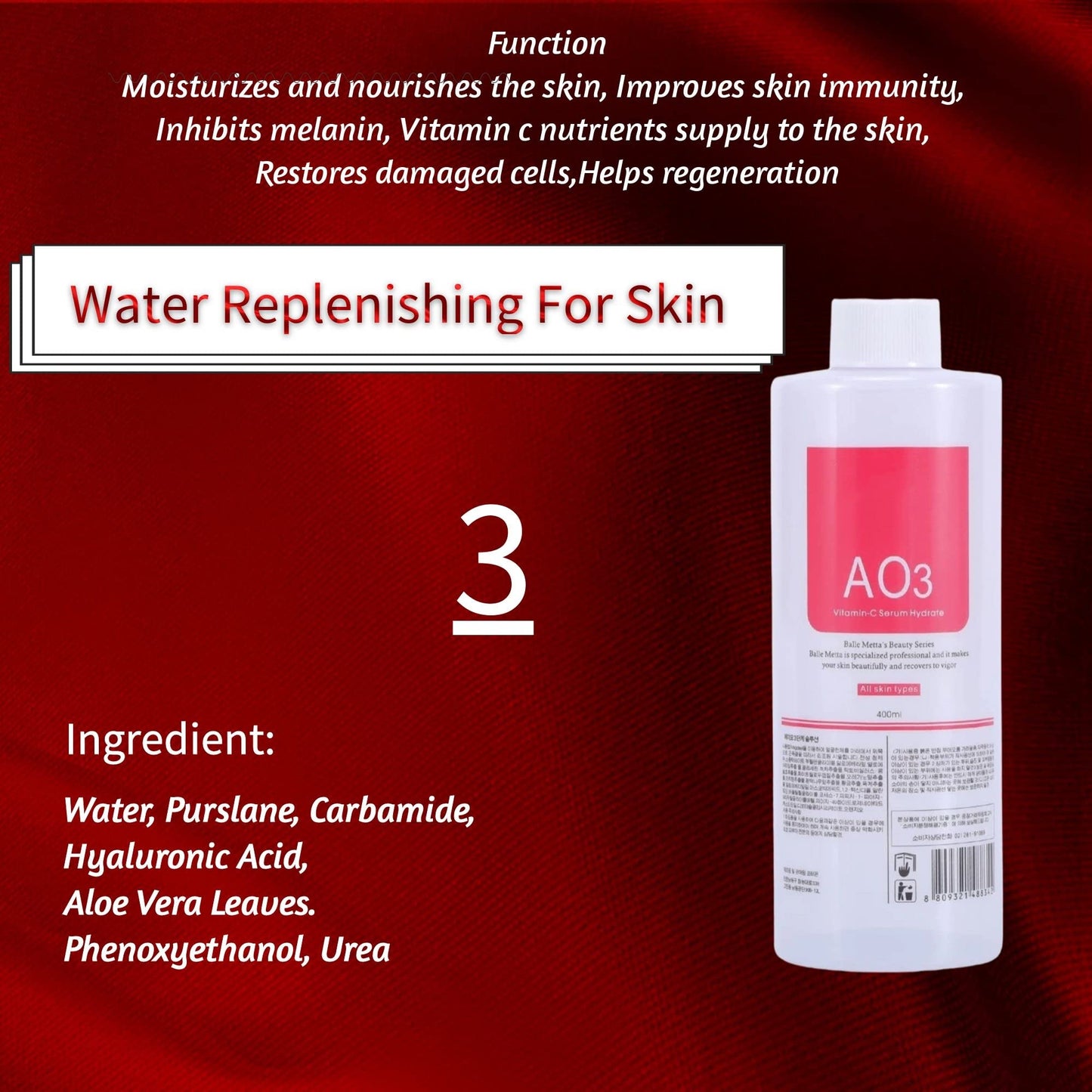 Marfort AS1 SA2 AO3 Aqua Peeling Solution Salon Professional Dermabrasion Facial Special Solutions Skin Care Aqua Peeling Serum For Hydra Facial Dermabrasion Machine 400ml (Set of 3 Bottles)