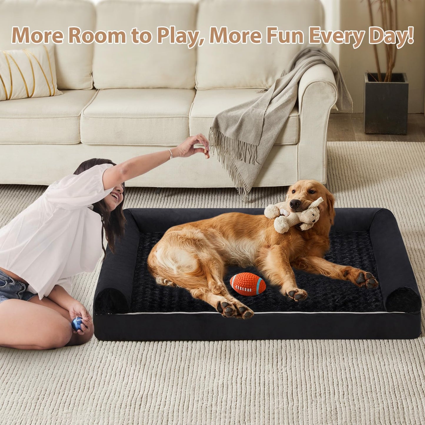 BFPETHOME Dog Beds for Large Dogs, Orthopedic Dog Bed for Medium Large Dogs,Big Waterproof Couch Dog Pet Bed with Removable Washable Cover