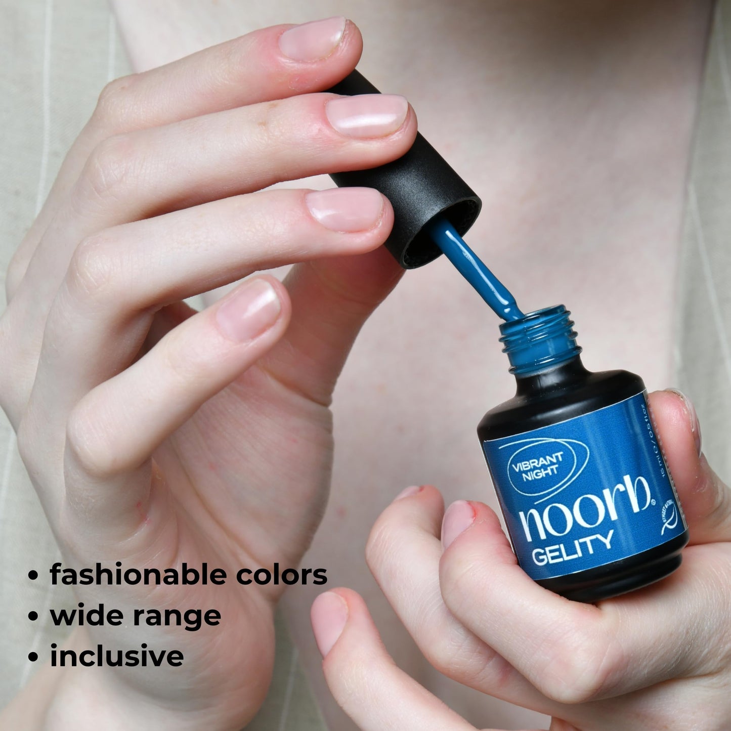 noorb beauty Glitter Blue Gel Polish, Natural Gel Nail Polish with Organic Pigments, Soak Off UV Nail Gel Polish Dark Pearl Blue Color