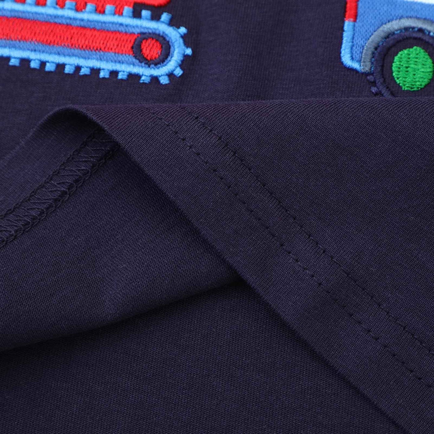 Frogwill Toddler Boys Dark Blue Rainbow Construction Vehicles Layered Tee (4T, Dark Blue)