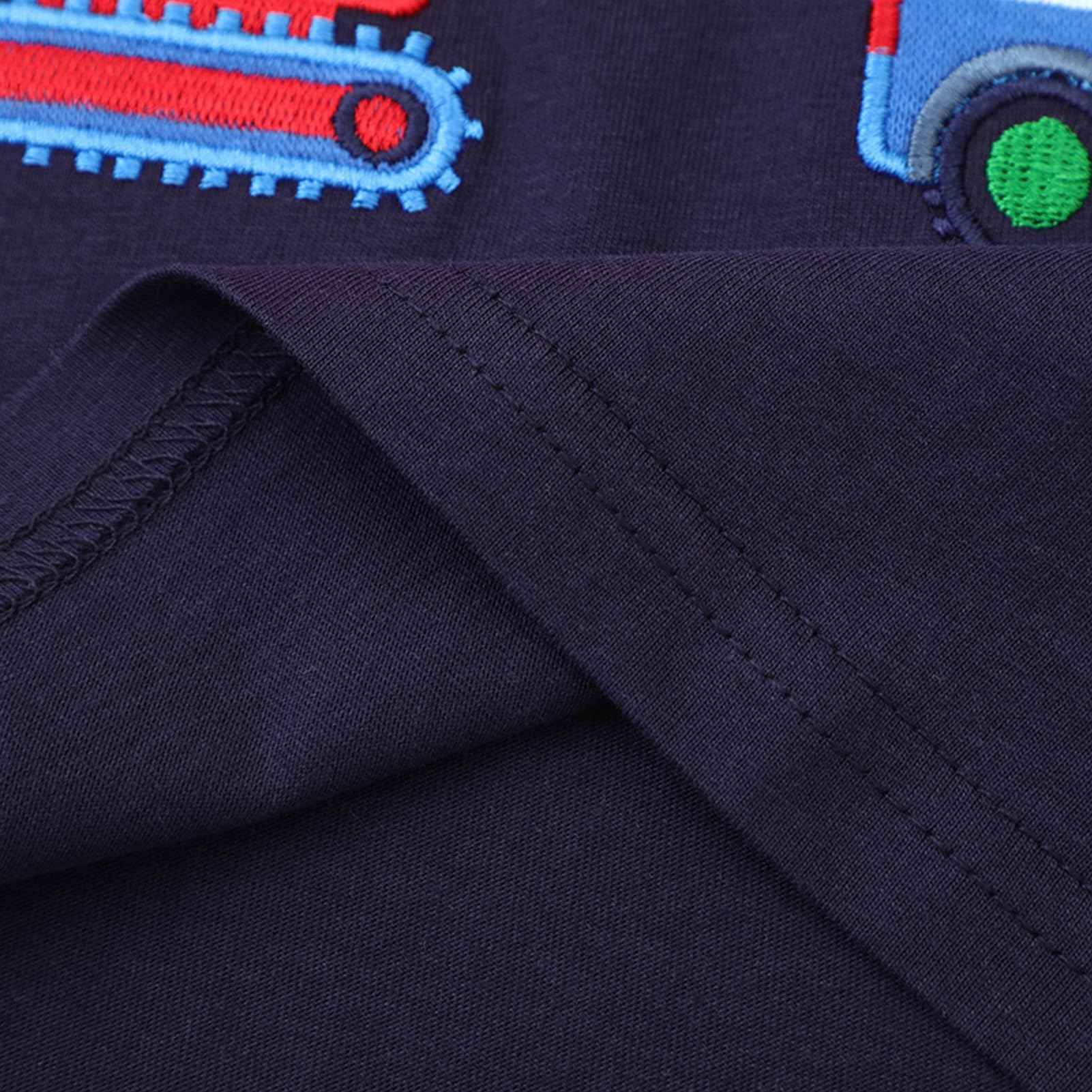 Frogwill Toddler Boys Dark Blue Rainbow Construction Vehicles Layered Tee (4T, Dark Blue)