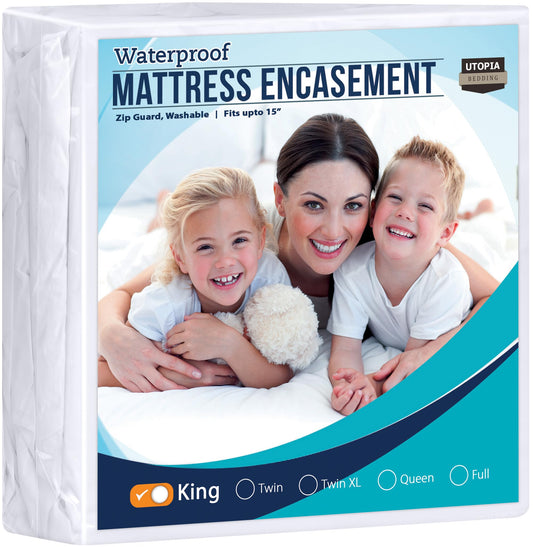 Utopia Bedding Zippered Mattress Encasement King - 100% Waterproof and Bed Bug Proof Mattress Protector - Absorbent, Six-Sided Mattress Cover