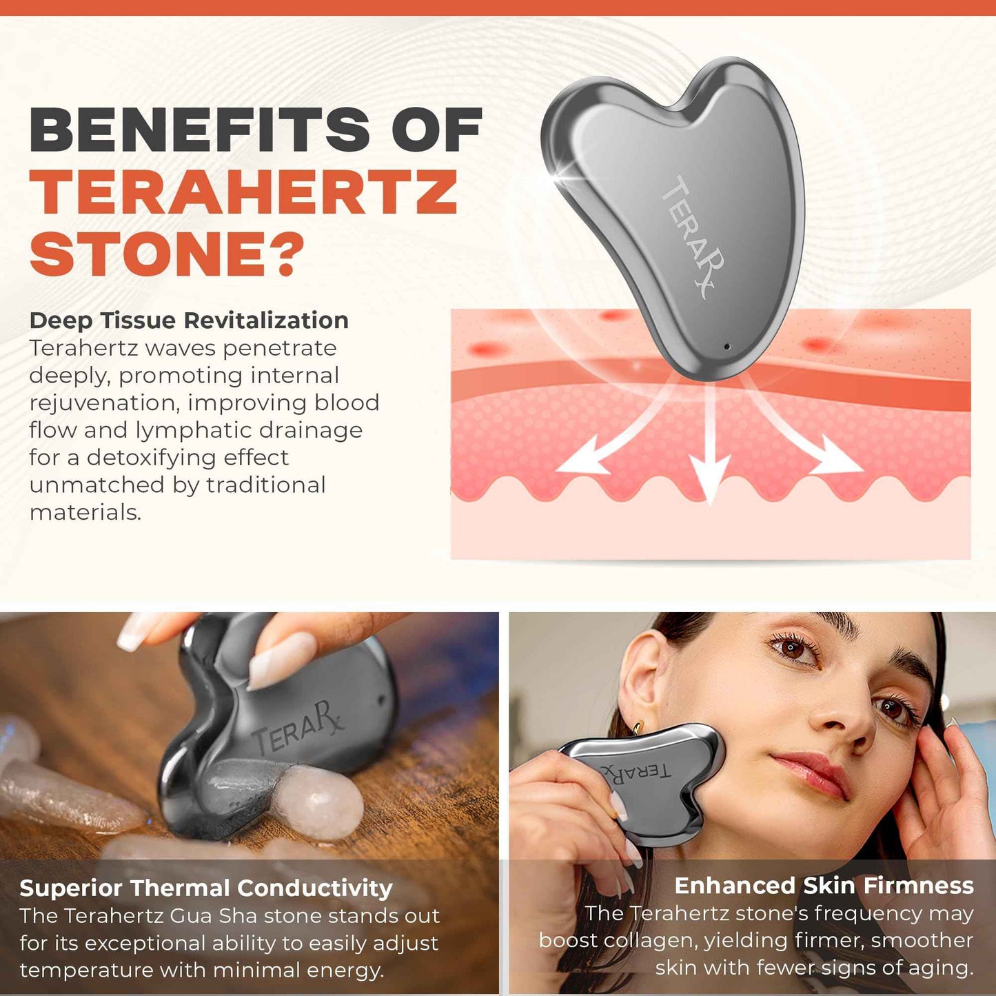 TeraRX® Terahertz Gua Sha for Enhanced Lymphatic Drainage, Reduced Puffiness, and Relieved Facial Tension – 100% Authentic Terahertz Stone Gua Sha Facial Tools