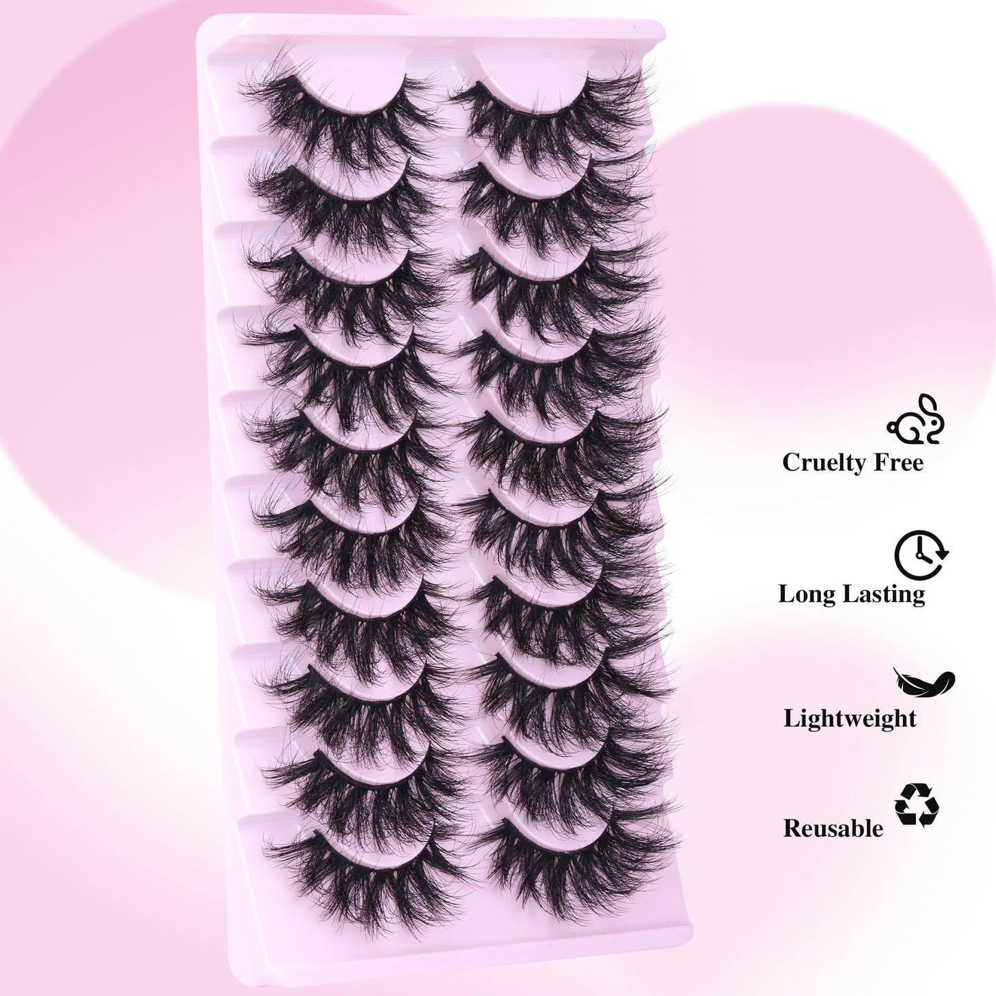 Cat Eye Lashes Fluffy Mink Eyelashes Strip Lashes Natuarl Look Wispy Eye Lashes Pack 5D Volume Fake Lashes Geeneiya