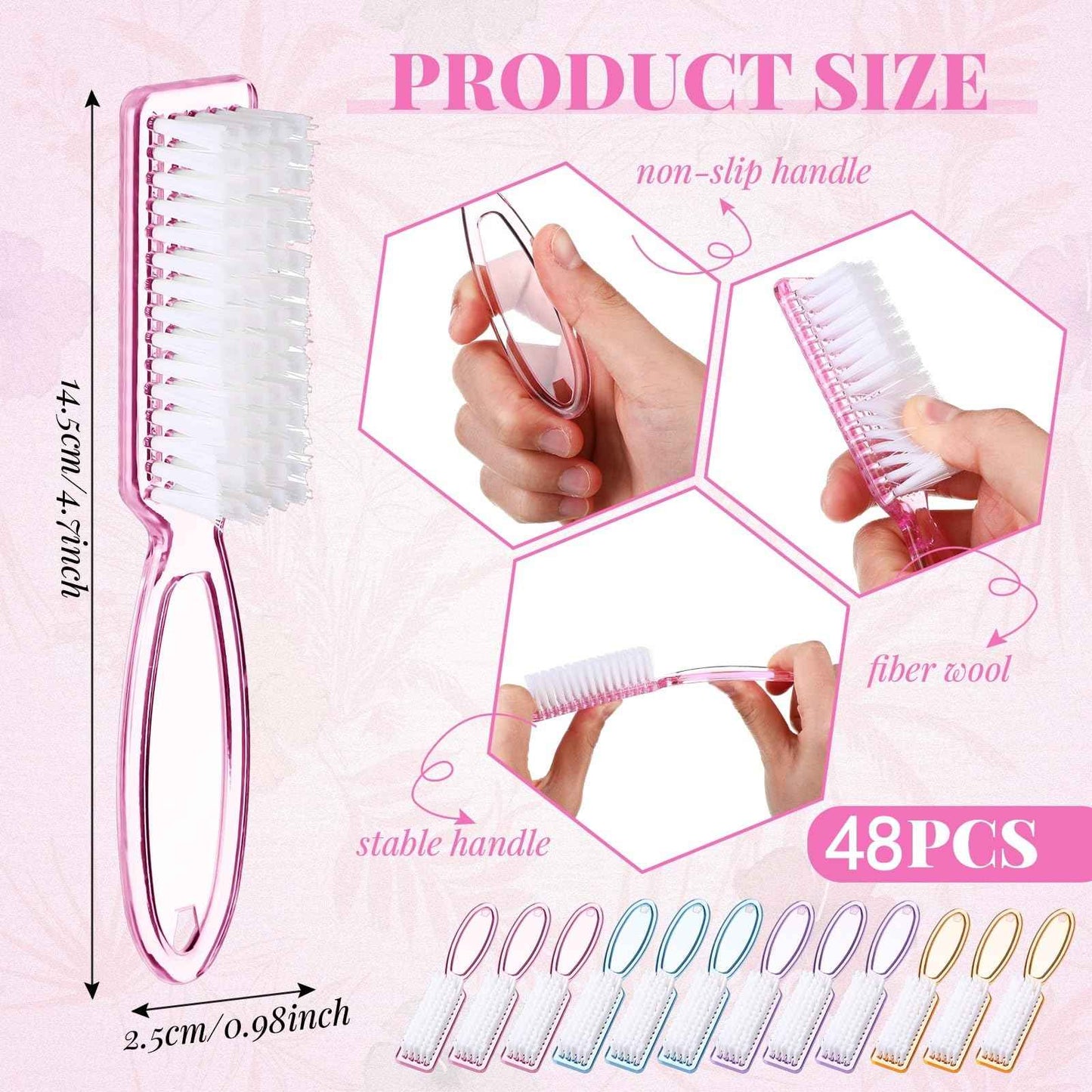 Patelai 100 Pcs Handle Grip Nail Brush Bulk Colorful Nail Scrubber Cleaner Fingernail Brushes Hand Toes Scrub Cleaning Brushes Pedicure Scrubbing Tool for Men and Women, Multicolor Brush