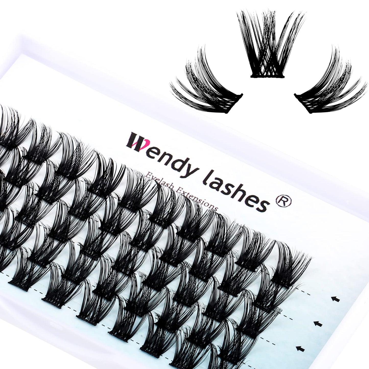 Individual Lash Clusters Volume Lashes DIY Eyelash Extension Natural Curl Glue Bonded Soft Lash Extensions by WENDY LASHES (0.07-D-14mm)