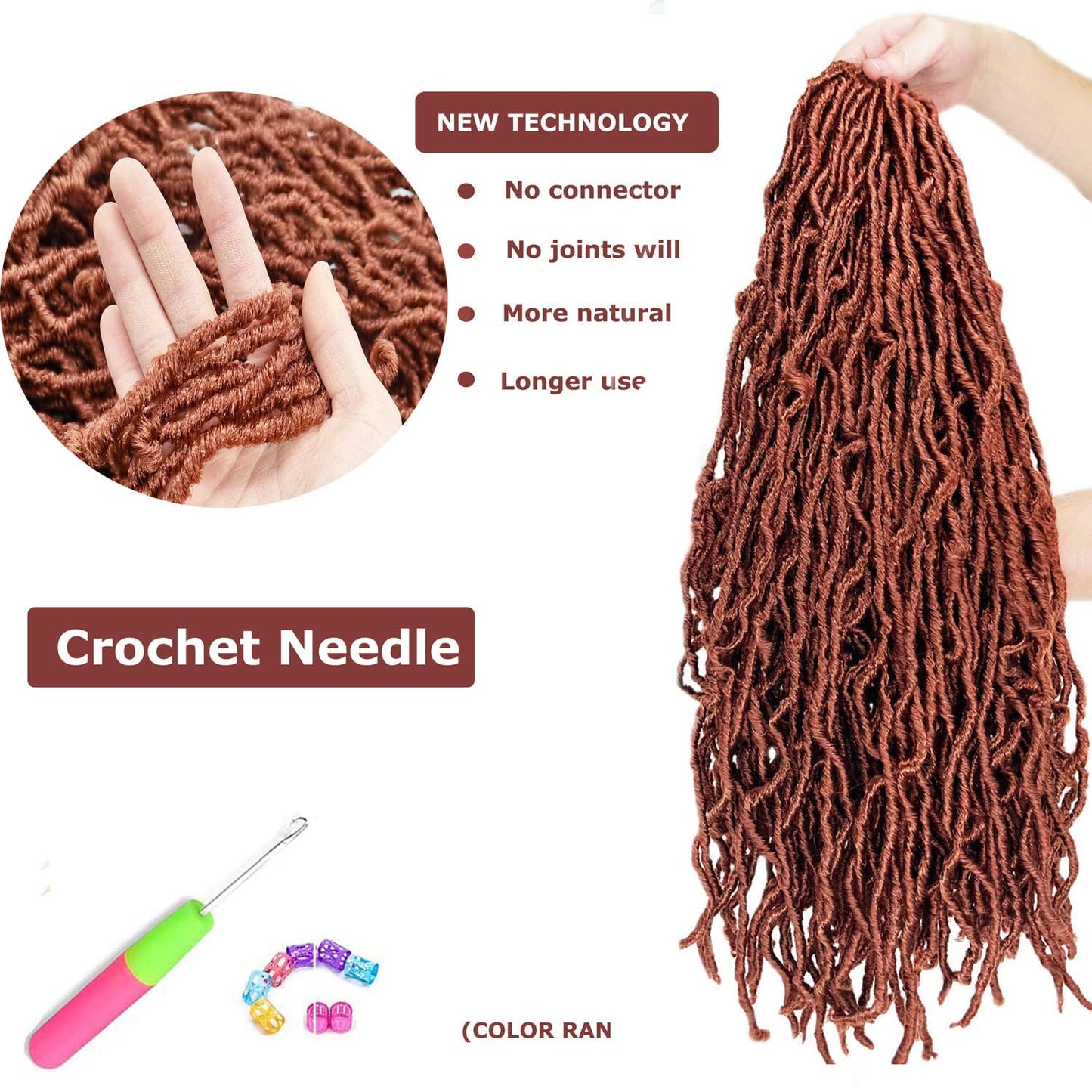 24 Inch 7 Packs Soft Locs Crochet Hair Copper Red Ginger Color 350 New Faux Locs Pre-looped Super Lightweight Synthetic Hair Braids For Black Women(24inch, 7packs, #350)