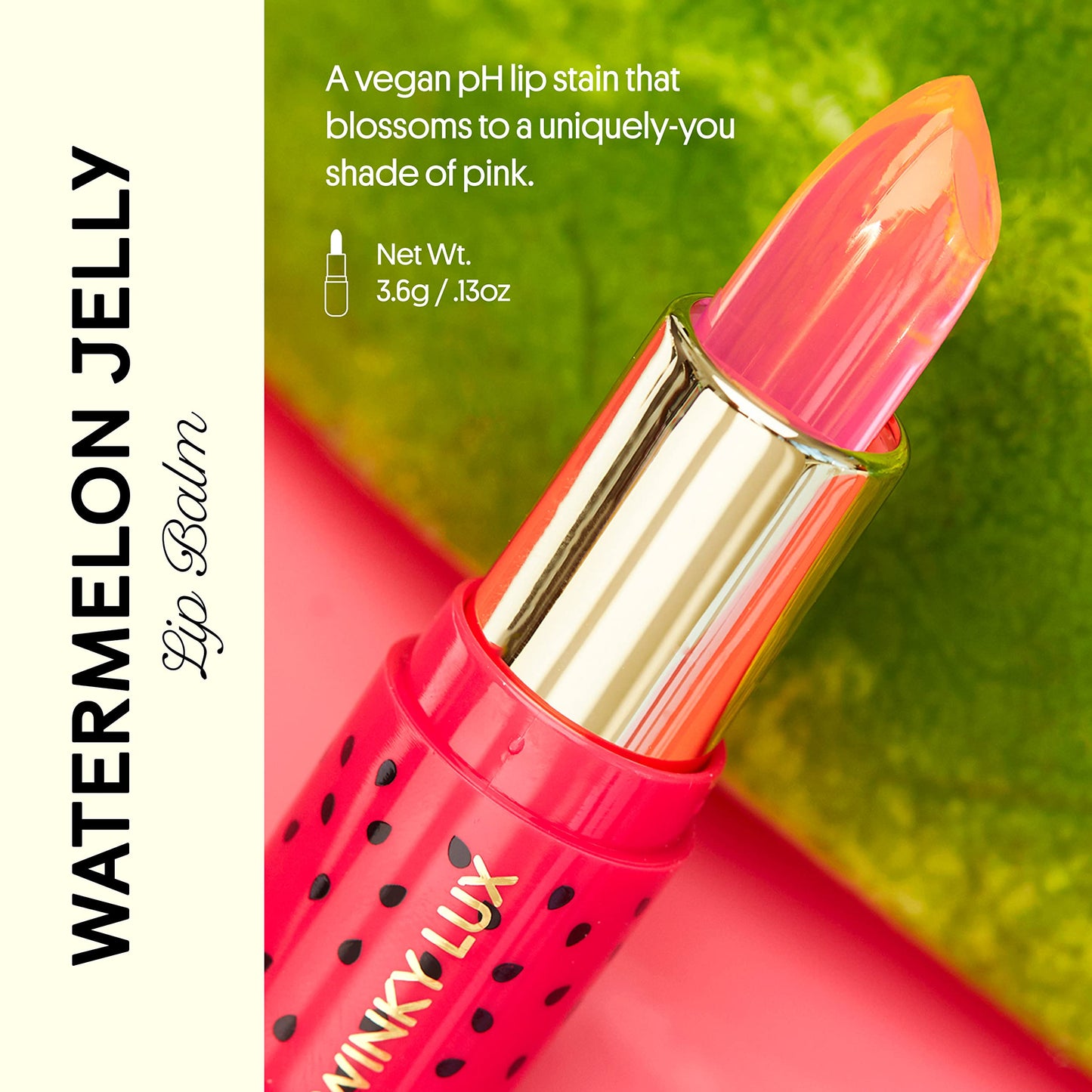 Winky Lux Watermelon Jelly pH Lip Balm, Hydrating Lip Balm, Natural Pink Tint with pH Color Changing, Moisturize & Soften Lips, Vegan & Cruelty Free