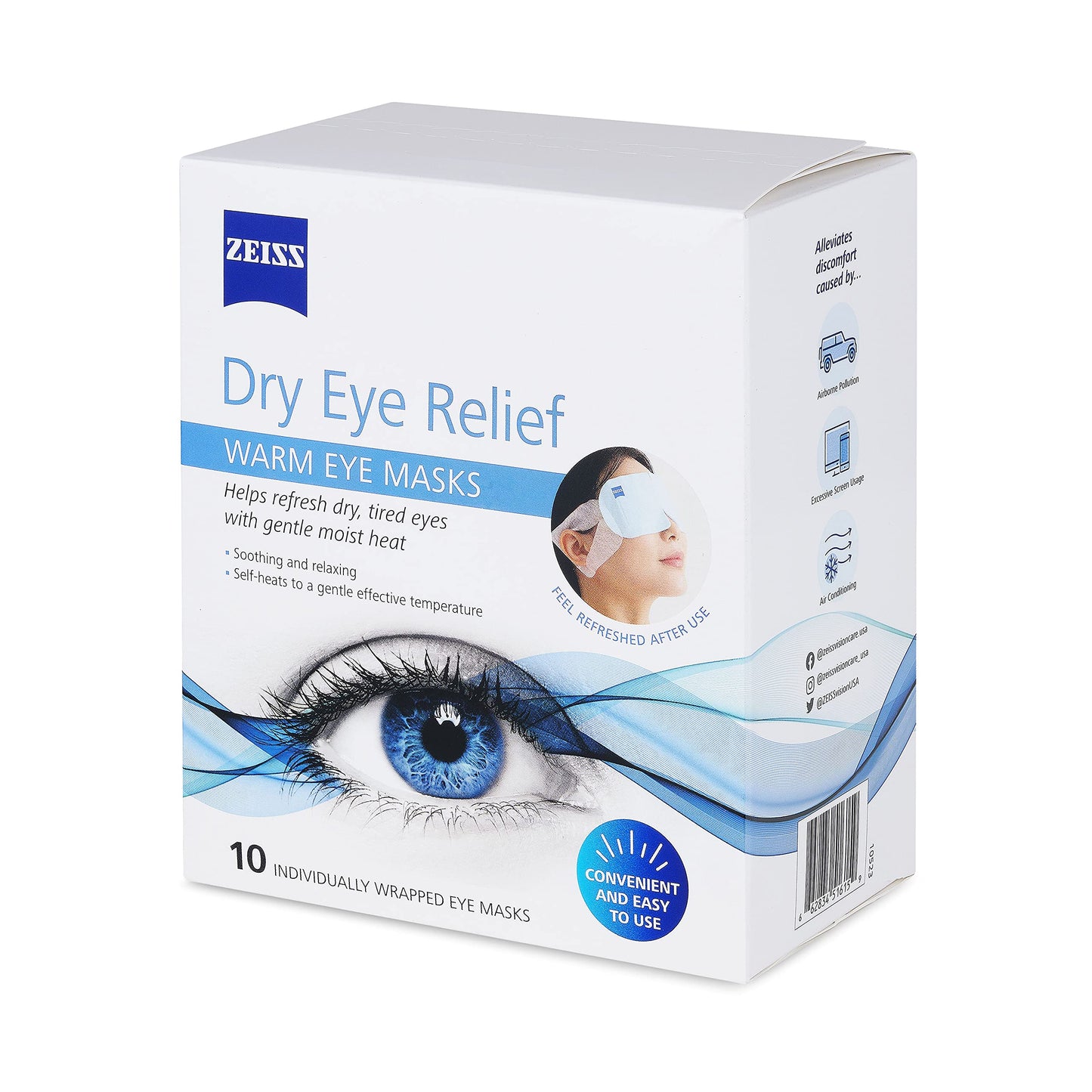 ZEISS Warm Eye Masks, 10 Count for Dry Eye Relief