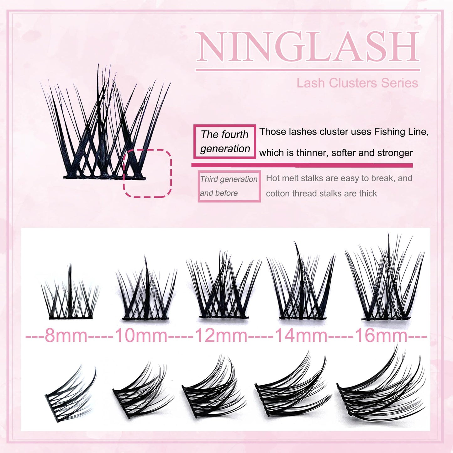 Lash Extension Kit 120 Pcs Lash Clusters with 7 Days Long Lasting Bond and Seal 8-16mm D Curl Wispy Eyelash Extension Kit at Home Lash Tweezers for Lash Clusters