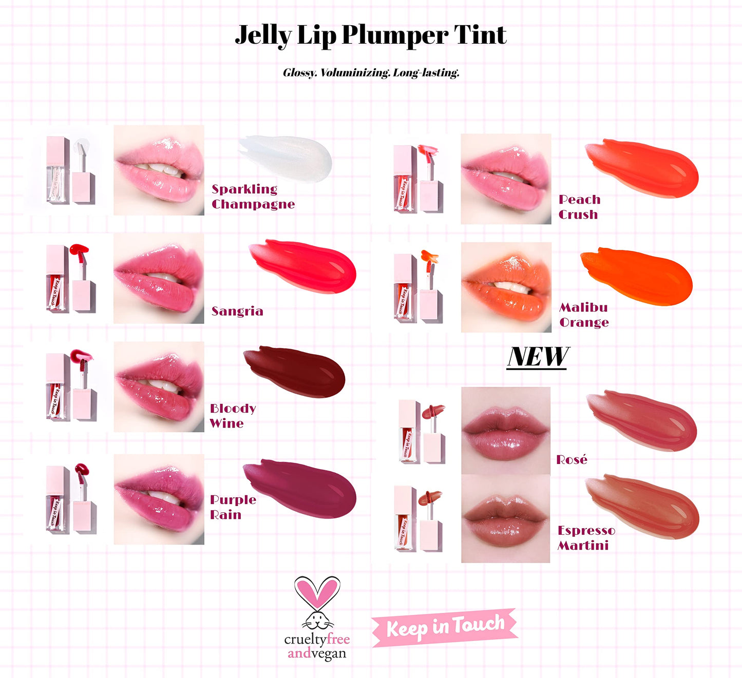 KEEPINTOUCH Jelly Plumper Tint (P04 Purple Rain) | Non-Sticky, Long-Lasting Lip Gloss | Vegan and Cruelty-Free Korean Lip Tint