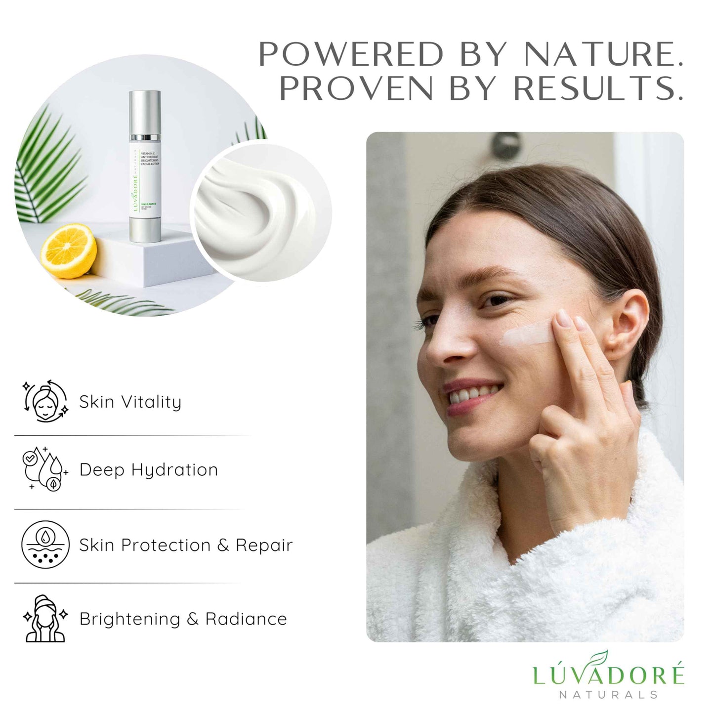 Luvadore Naturals Vitamin C Skin Care Facial Lotion – Antioxidant Cream for Face – Deeply Hydrating Brightening Cream for Dark Spots, Uneven Skin Tone – Anti-Aging and Rejuvenating Formula