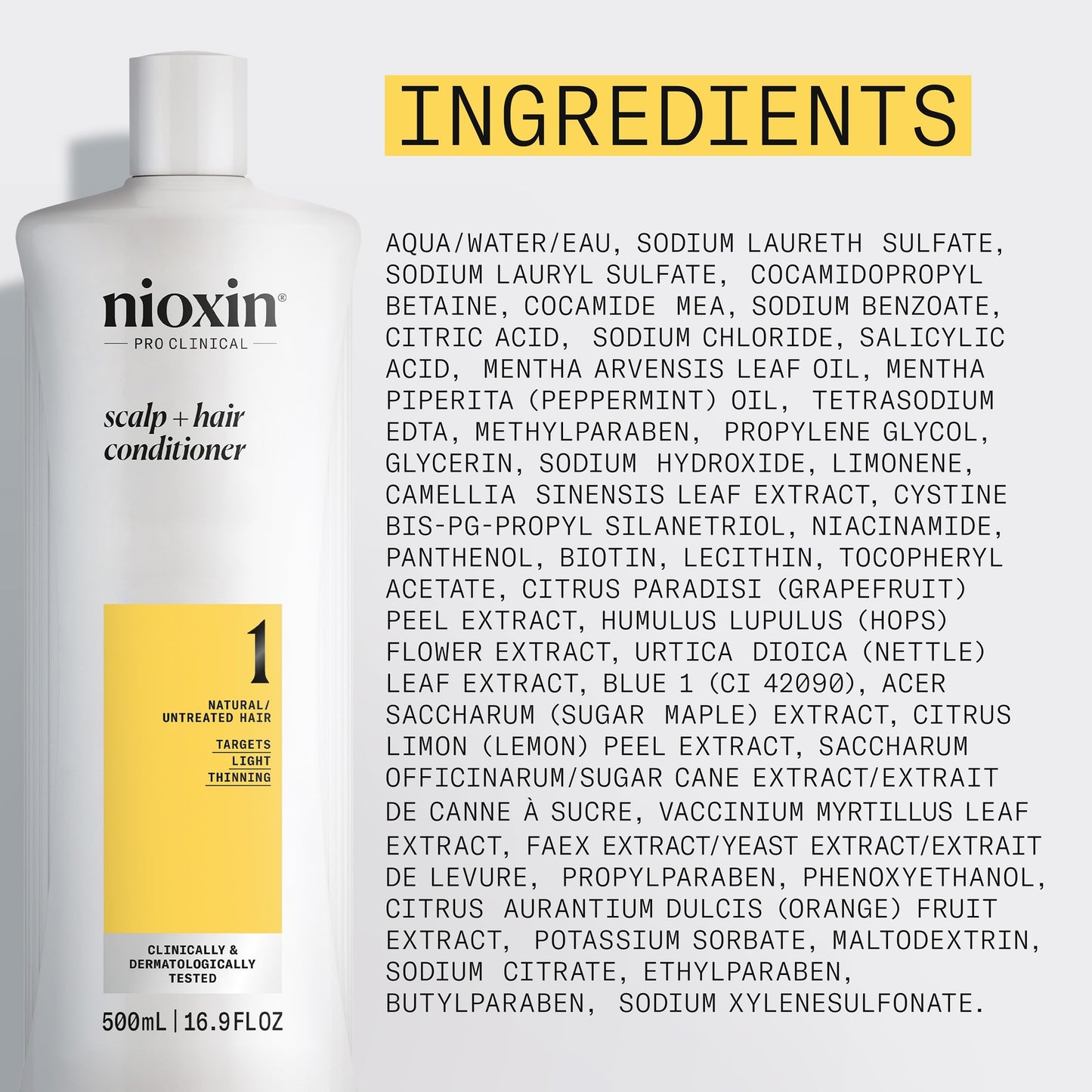 Nioxin Scalp + Hair Thickening System 1 Conditioner, For Natural Hair with Light Thinning, 16.9 fl oz (Packaging May Vary)