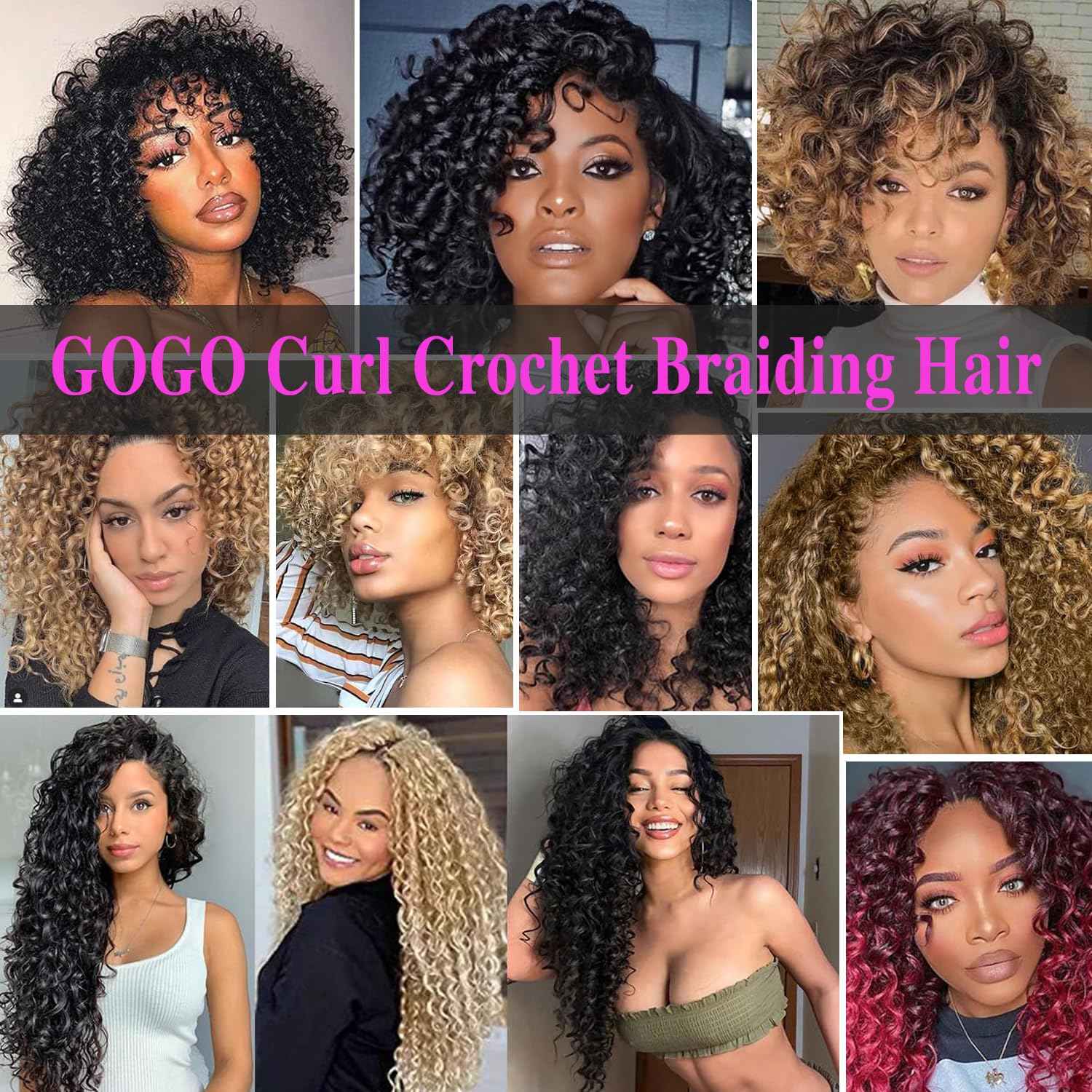 XSASLYET 24 Inch Crochet Hair for Black Women - Natural Look Deep/Water/Ocean Wave, Tangle Free Gogo Curl, Lightweight Pre Looped Curly Braids, Long Use, Easy Install, Daily Wear(8 Packs, T/Grey)