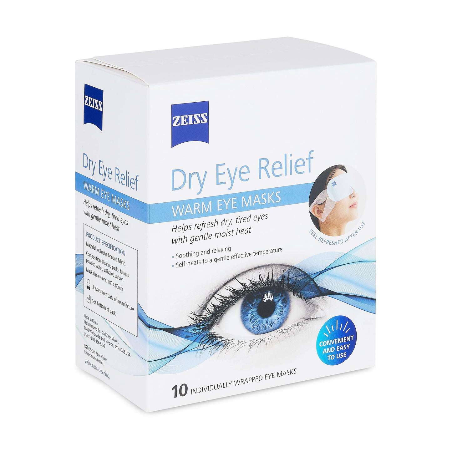 ZEISS Warm Eye Masks, 10 Count for Dry Eye Relief