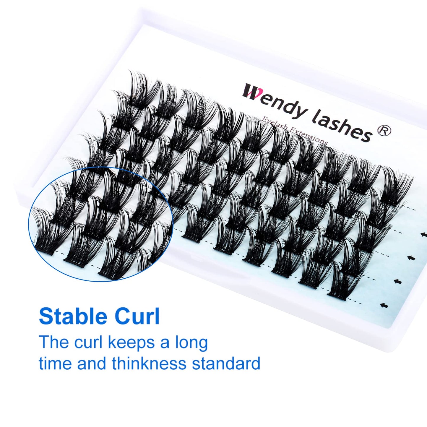 Individual Lash Clusters Volume Lashes DIY Eyelash Extension Natural Curl Glue Bonded Soft Lash Extensions by WENDY LASHES (0.07-D-14mm)