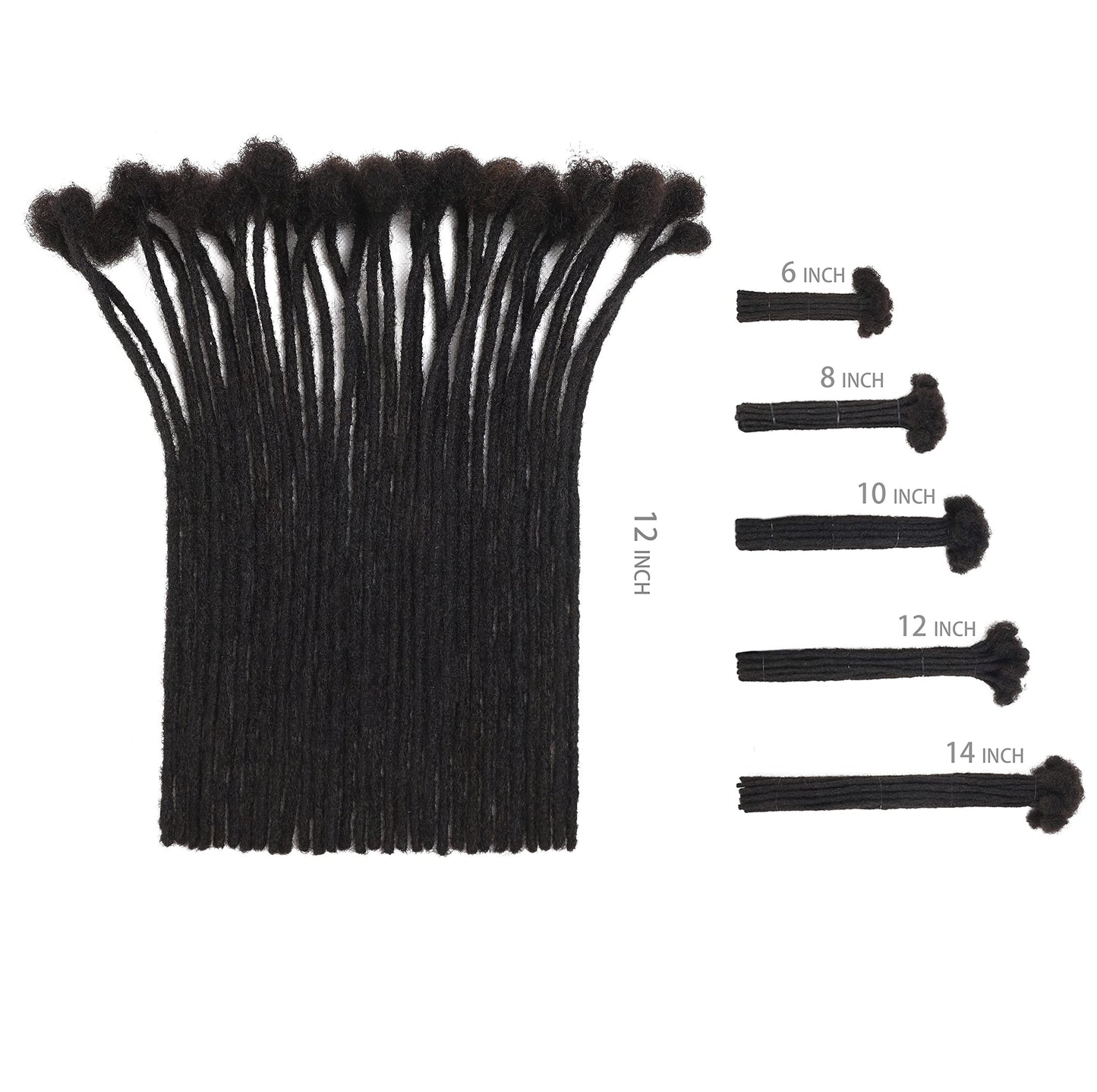 Nuteram Loc Extensions Human Hair 0.4cm Width 12 Inch 30 Strands Handmade Dreadlock Extensions for Women/Men,Natural Black Dreads Extensions Can be Dyed Bleached Curled Including Needles and Comb