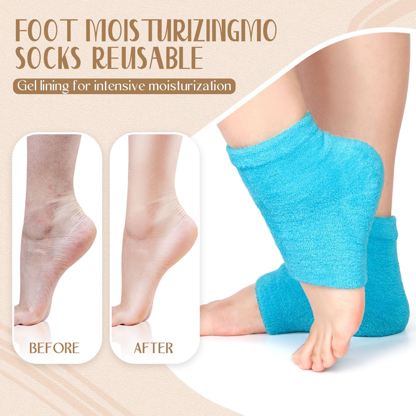 Chuarry 4 Pairs Moisturizing Fuzzy Socks for Dry Cracked Feet, Open Toe Socks Gel Socks with Essential Oils, Spa Moisture Cracked Heel Repair Socks for Women Dry Heels Overnight