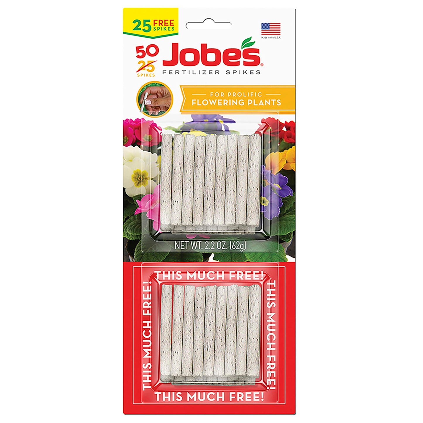 Jobe’s Plant Food Fertilizer Spikes, Easy Plant Care for All Indoor Flowering Houseplants, 50 Count