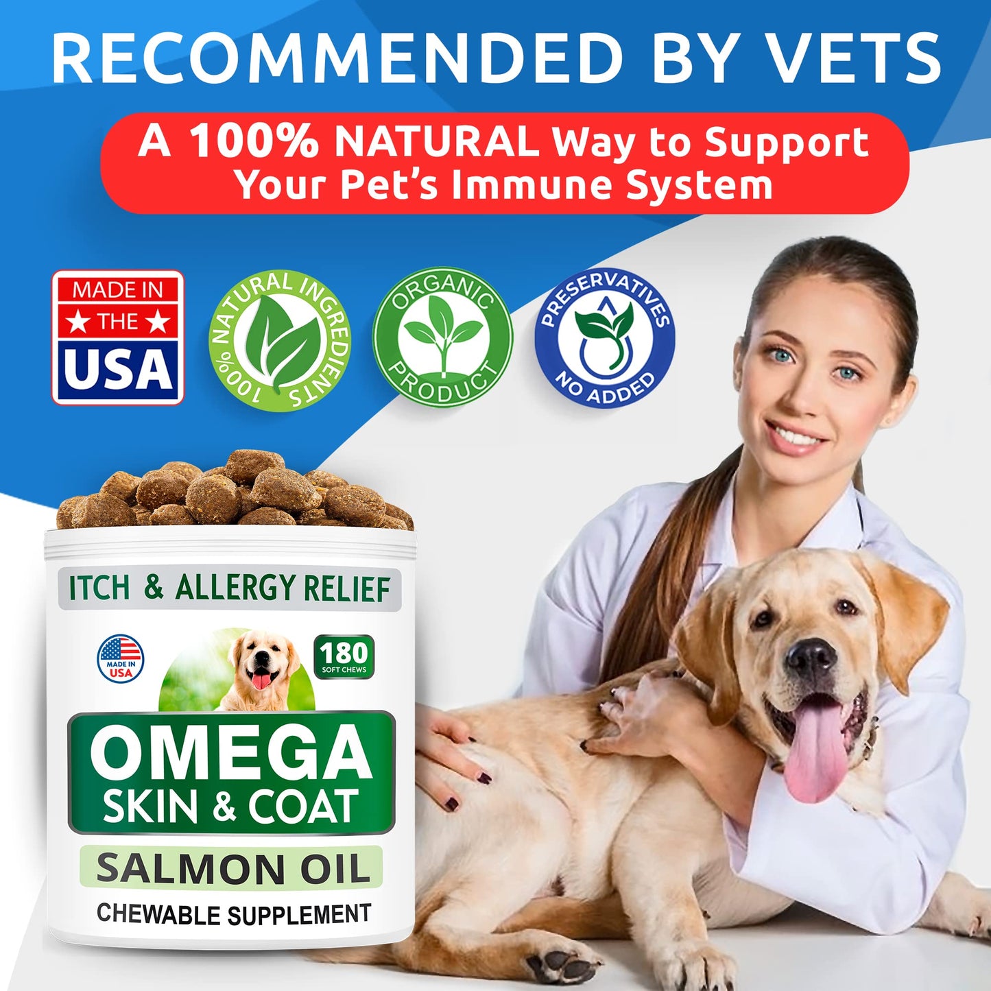 BARK&SPARK (Pack of 2) Omega 3 for Dogs - 360 Fish Oil Chews for Dog Shedding, Skin Allergy, Itch Relief, Hot Spots Treatment - Joint Health - Skin & Coat Supplement - EPA&DHA Fatty Acids - Salmon Oil