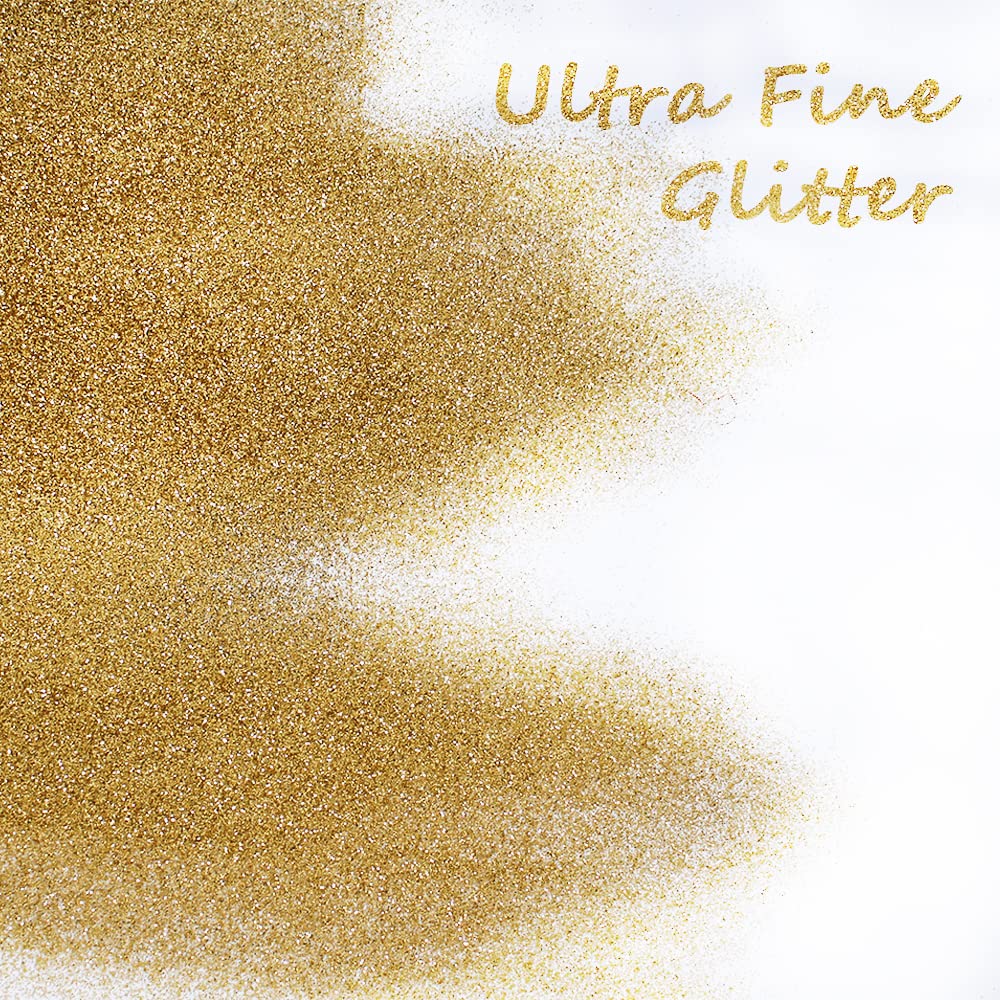 150g Extra Fine Glitter, Holographic Ultra Fine Glitter Powder for Resin, Tumblers, Makeup Face Eye Hair Body, Crafts Painting Arts, Nail Art DIY Decoration (Sand Gold)