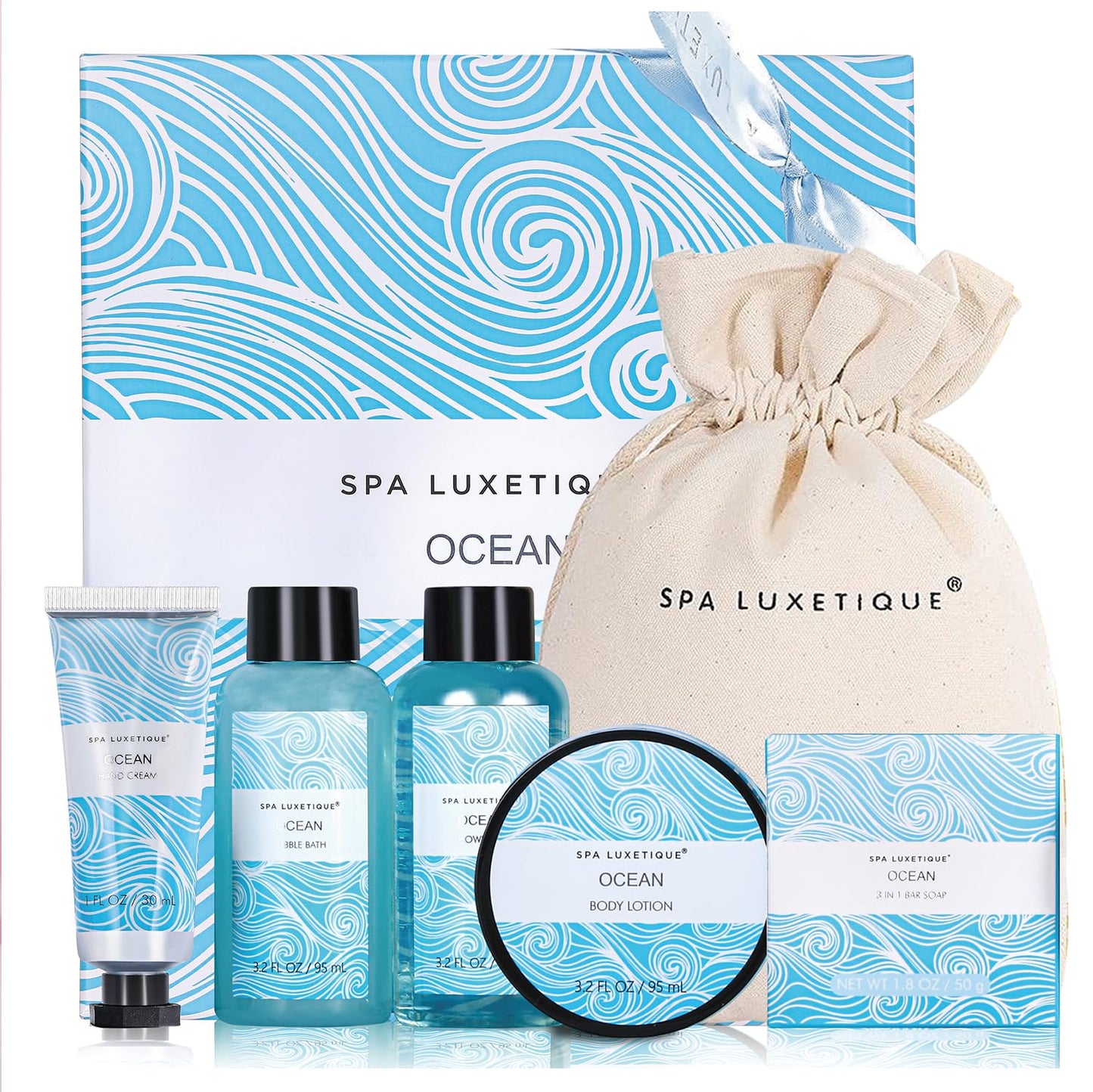 Spa Luxetique Spa Gift Set for Women,Ocean Spa Set Includes Body Lotion, Shower Gel,Bubble Bath, Hand Cream,Bath Kit for Women,Ocean Gifts for Women