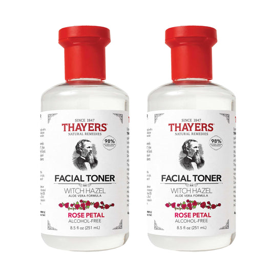 Thayers Alcohol-Free, Hydrating Rose Petal Witch Hazel Facial Toner with Aloe Vera Formula, Vegan, Dermatologist Tested and Recommended, 8.5 Oz (Pack of 2)