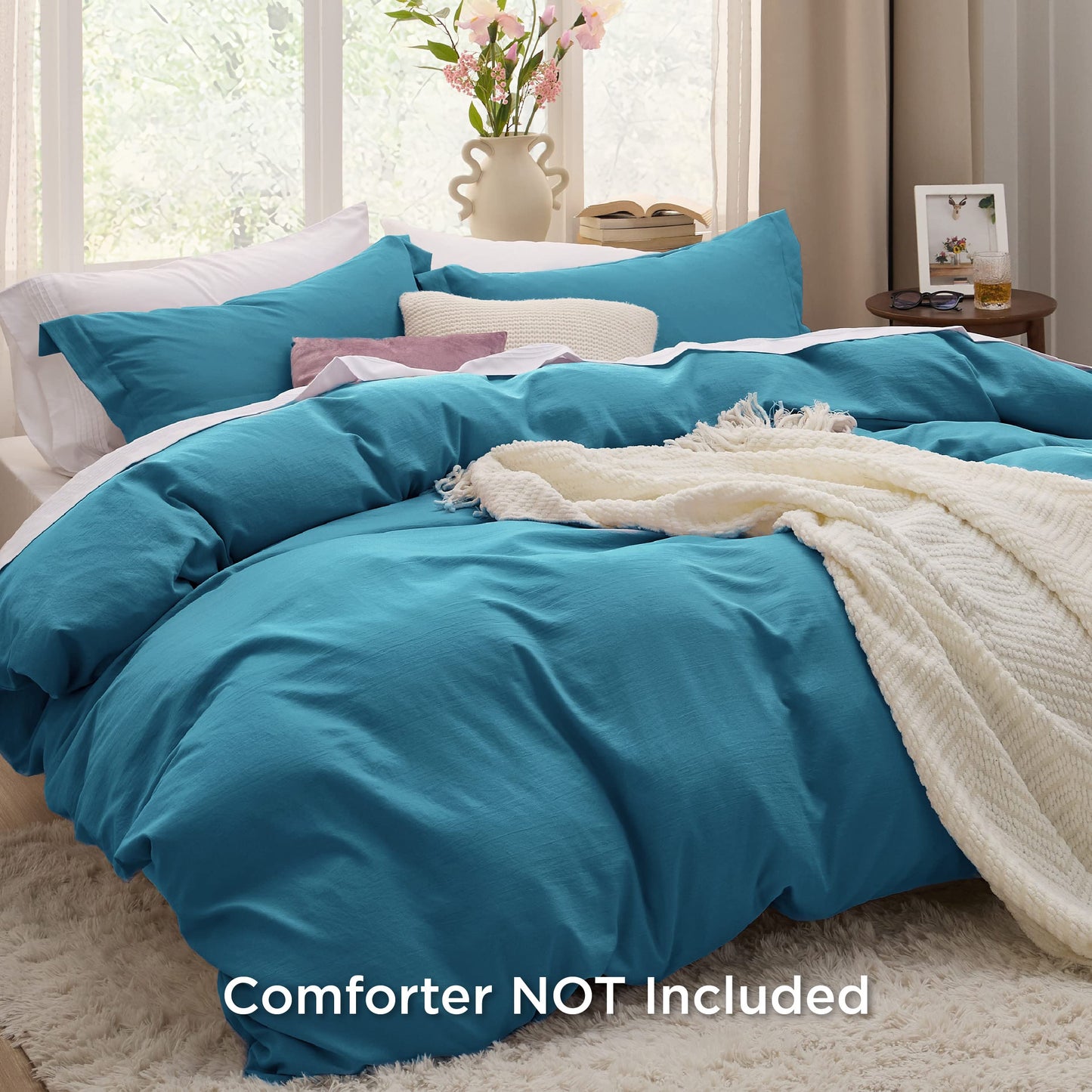 Bedsure Teal Twin Duvet Cover Set - Soft Prewashed Duvet Cover Twin Size, 2 Pieces, 1 Duvet Cover 68x90 Inches with Zipper Closure and 1 Pillow Sham, Comforter Not Included