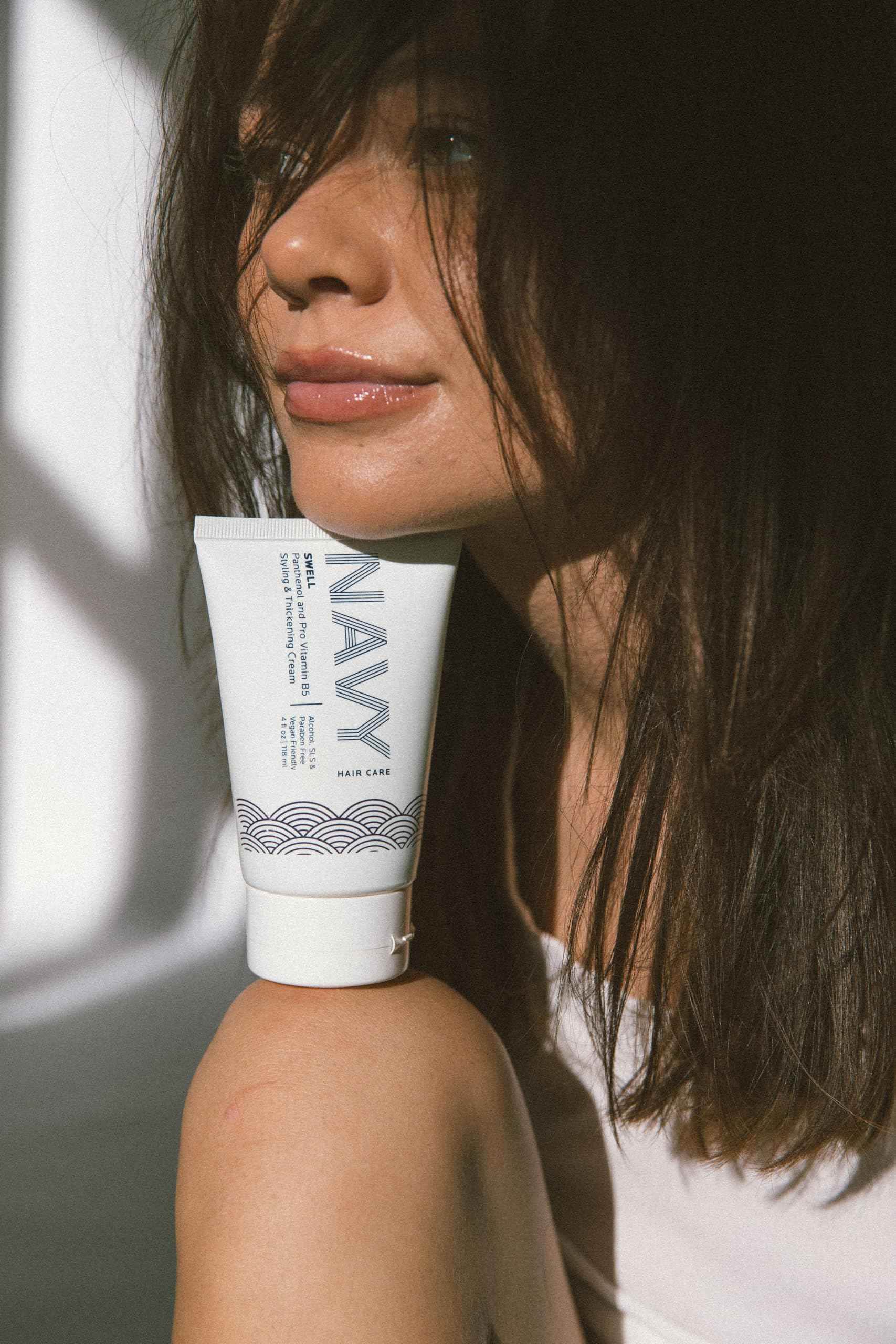 NAVY HAIR CARE Swell Thickening Cream | Lightweight Styling Product for Fullness & Shine | 4 oz