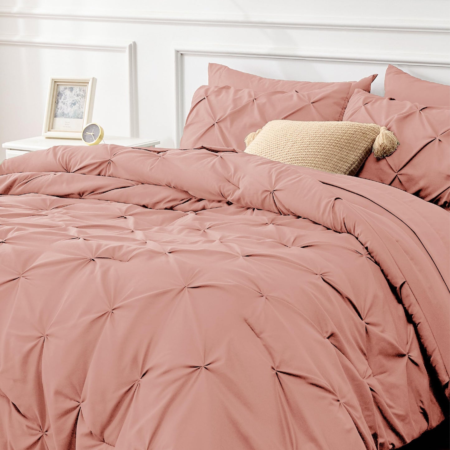 Bedsure Twin Comforter Set with Sheets - 5 Pieces Twin Bedding Sets, Twin Bed in a Bag with Comforter, Sheets, Pillowcase & Sham (Dusty Pink)