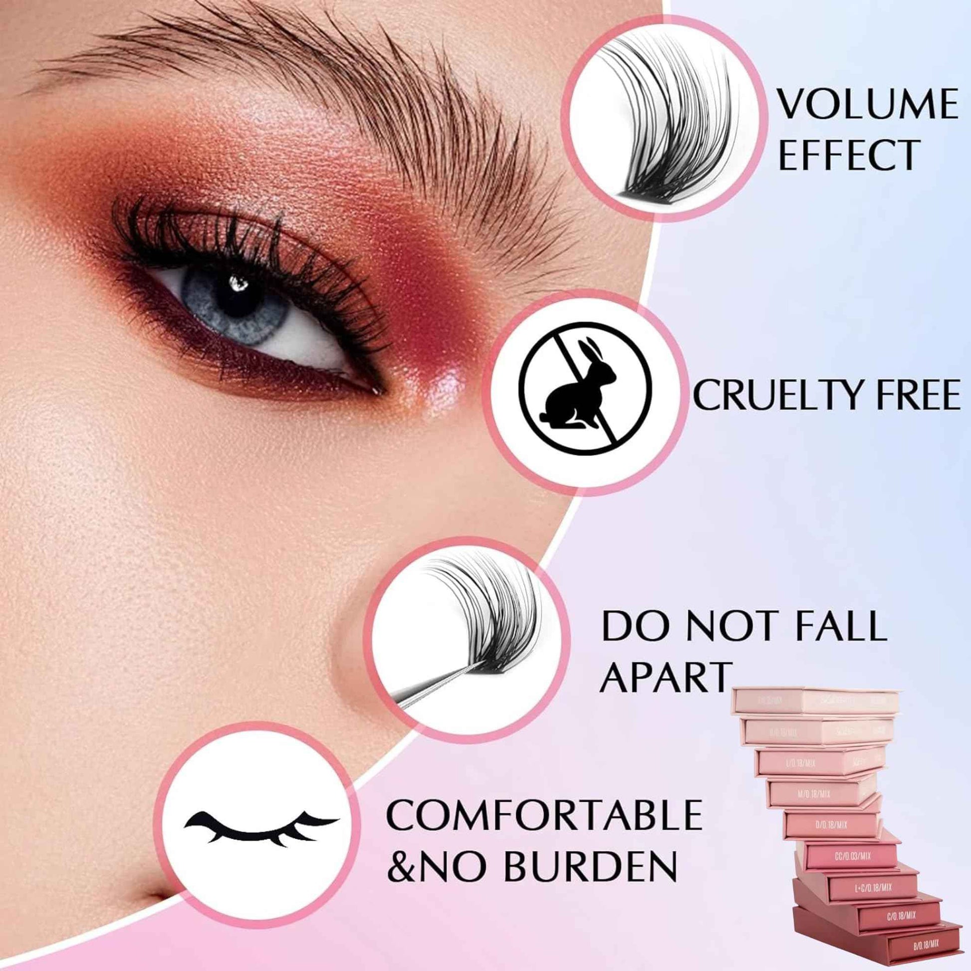 C Curl Mixed Lash Trays by SoCal Beauty - Faux Mink Eyelash Extensions (6-15mm), 20 Rows per Tray, Color-Coded, Aluminum Backing & Window View - Salon Quality Lashes