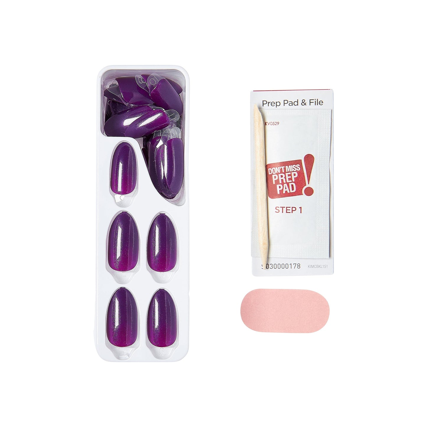 KISS imPRESS Color Press-On Manicure Halloween, Solid Purple, Medium Length, Almond Shape, PureFit Technology, Chip Proof, Smudge Proof, Waterproof, Nail File, Manicure Stick & 30 Fake Nails