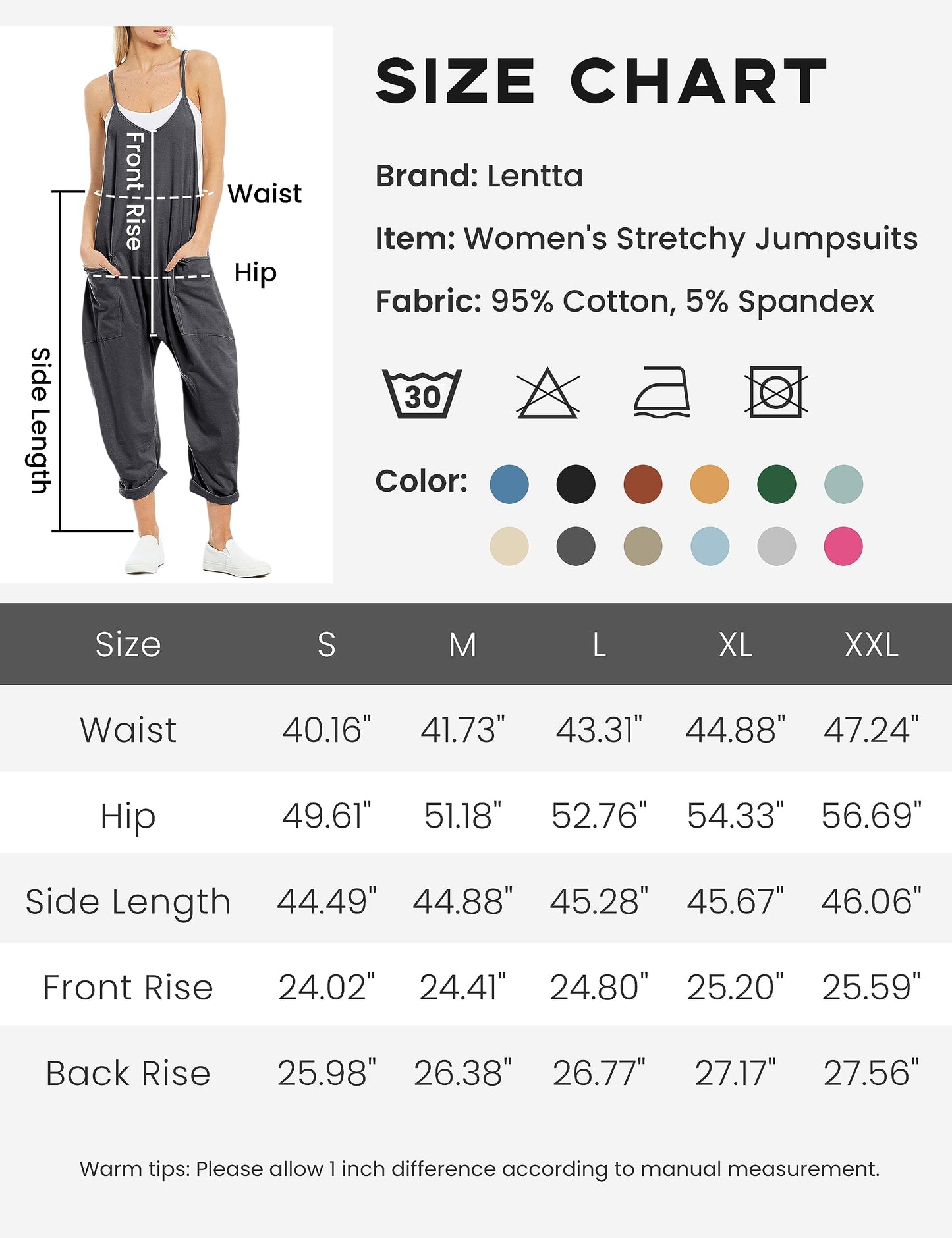 Lentta Women's Causal Jumpsuits V Neck Sleeveless Harem Overalls Stretchy Adjustable Strap Romper with Pockets(DarkGrey-S)