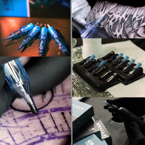 Tattoo Cartridges Needles, 20Pcs Tattoo Needles #12 Standard 9 Round Shader with Membrane Disposable Cartridges Tattoo Needles Long Taper for Permanent Makeup Tattoo Supplies (1209RSL)