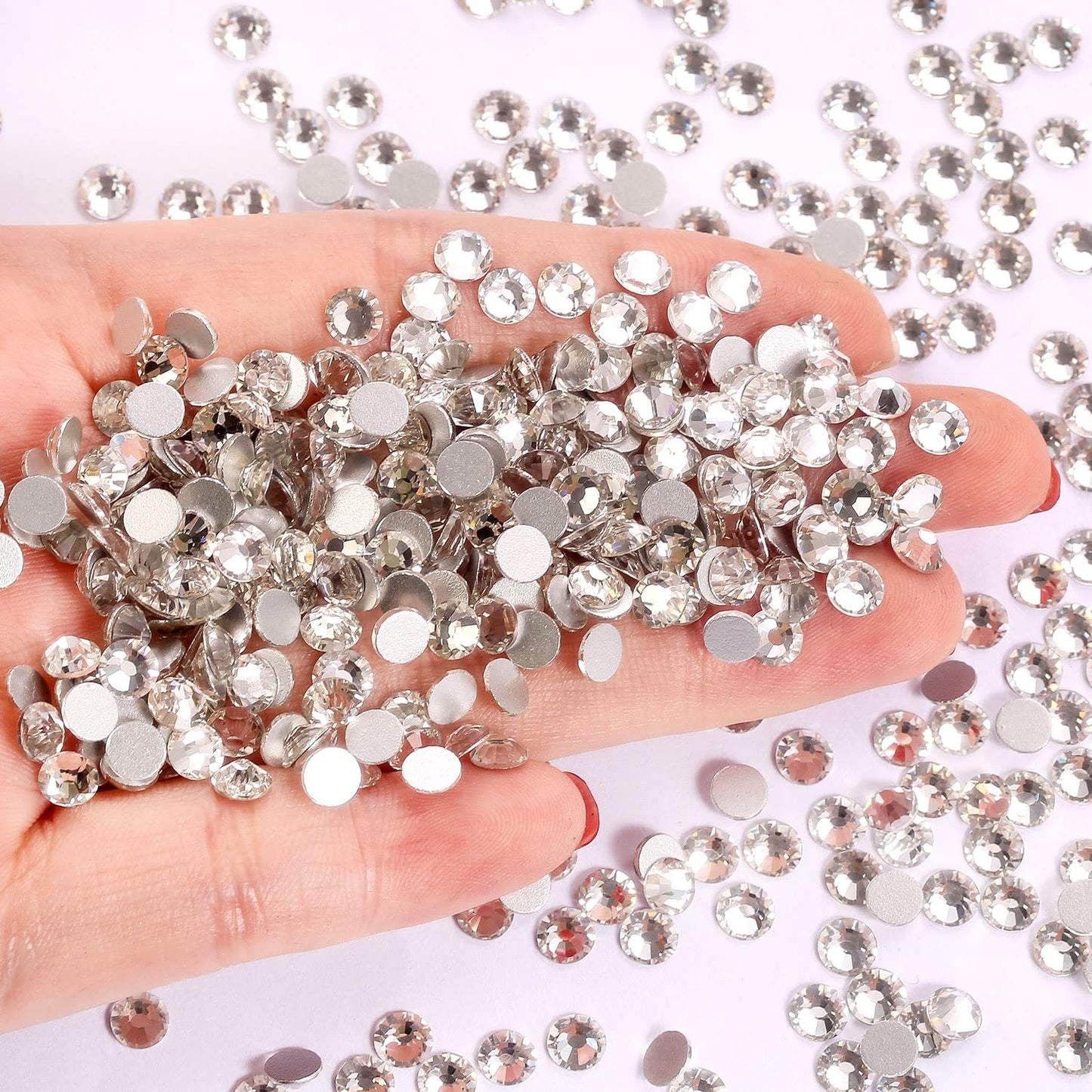 1440Pcs White Crystal Rhinestones,Glass Flatback Rhinestones Gemstones for Nail Face Makeup Art Crafts Clothes Decoration -(SS16,4.0mm,White)