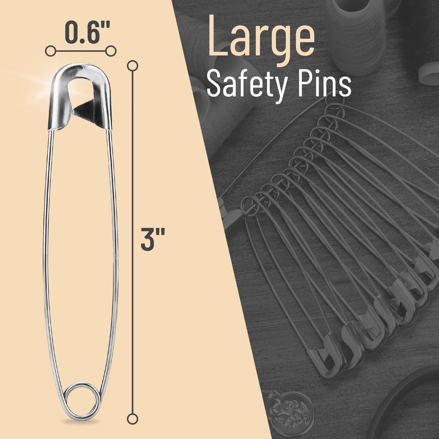 Mr. Pen- Safety Pins, 3 Inch, 50 Pack, Oversize Safety Pin, Large Safety Pins for Clothes, Oversized Safety Pins for Clothes, Large Safety Pins Heavy Duty Safety Pins, Big Safety Pins Heavy Duty