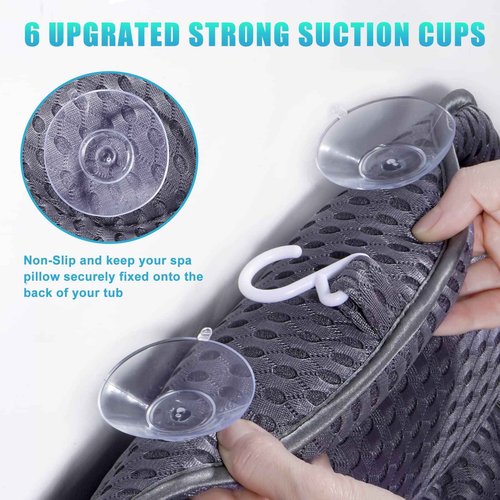 Fitheaven Bath Pillow, Tub Pillow for Bathtub with Strong Non-Slip Suction Cups and Comfortabl 3D AirMesh Bath Pillow for Women &Man