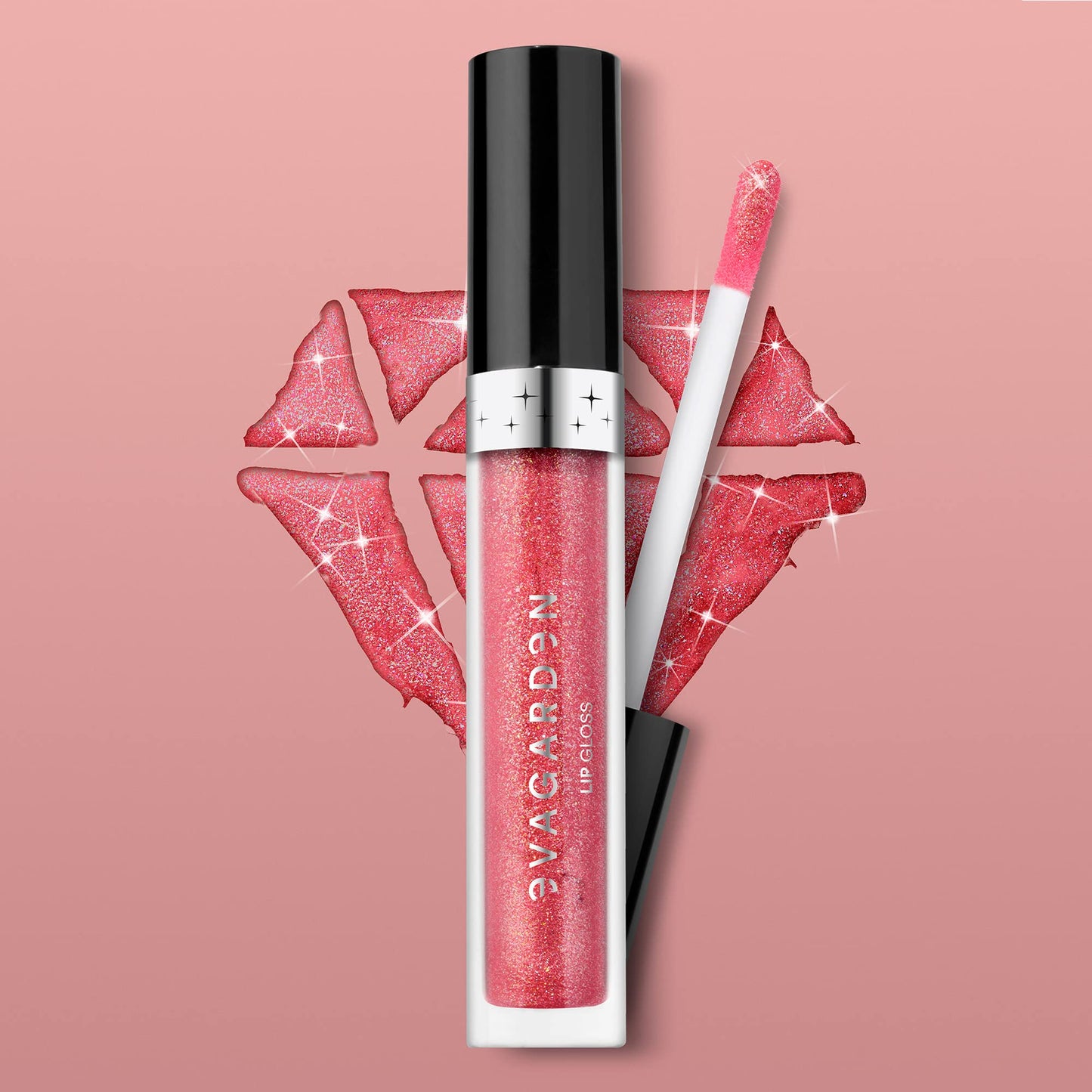 EVAGARDEN Diamond Lip Gloss - Concentration of Pearls Gives Dazzling Shine - Light and Moisturizing Film with Excellent Hold - Spreads Evenly with No Stickiness - 853 Cheeky - 0.09 oz