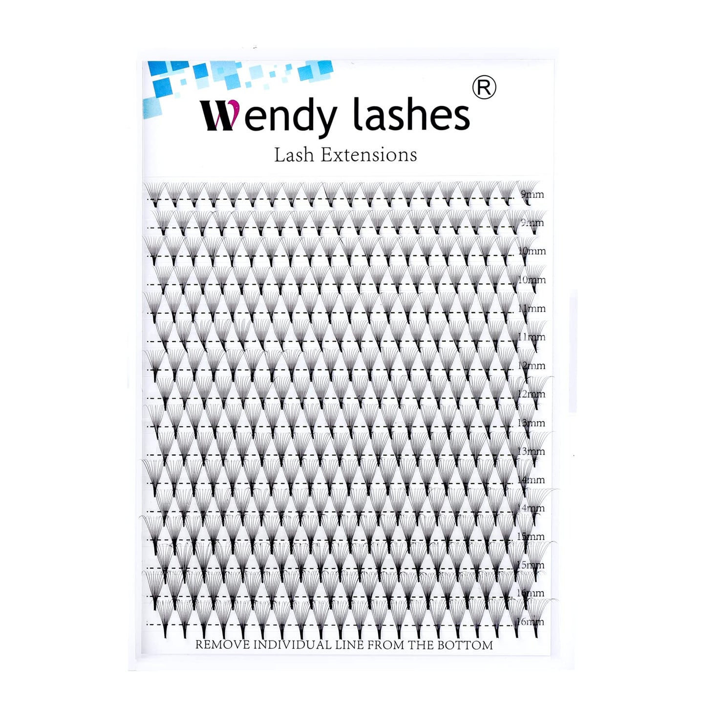 WENDY Lashes Volume Eyelash Extensions Premade Fans 10D D Curl 16 Rows 9-16mm Mixed Ponited Base Preamde Lash Fans Volume Lash Extensions Supplies (10D-0.07-D, 9-16mm Mixed)