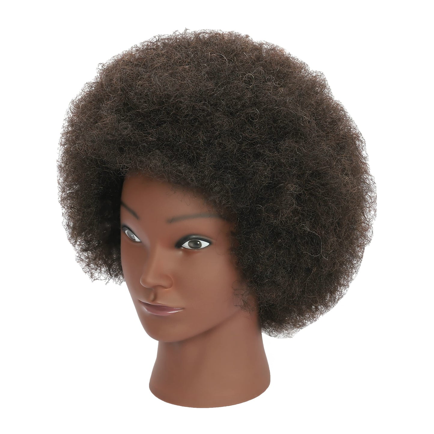 TIANYOUHAIR Kinky Curly Real 100% Human Hair Mannequin Head Cosmetology Manikin Doll Training Head with Stand for Hairdresser Practice Braiding Styling Coloring Bleaching Dyeing Cutting Updos Display