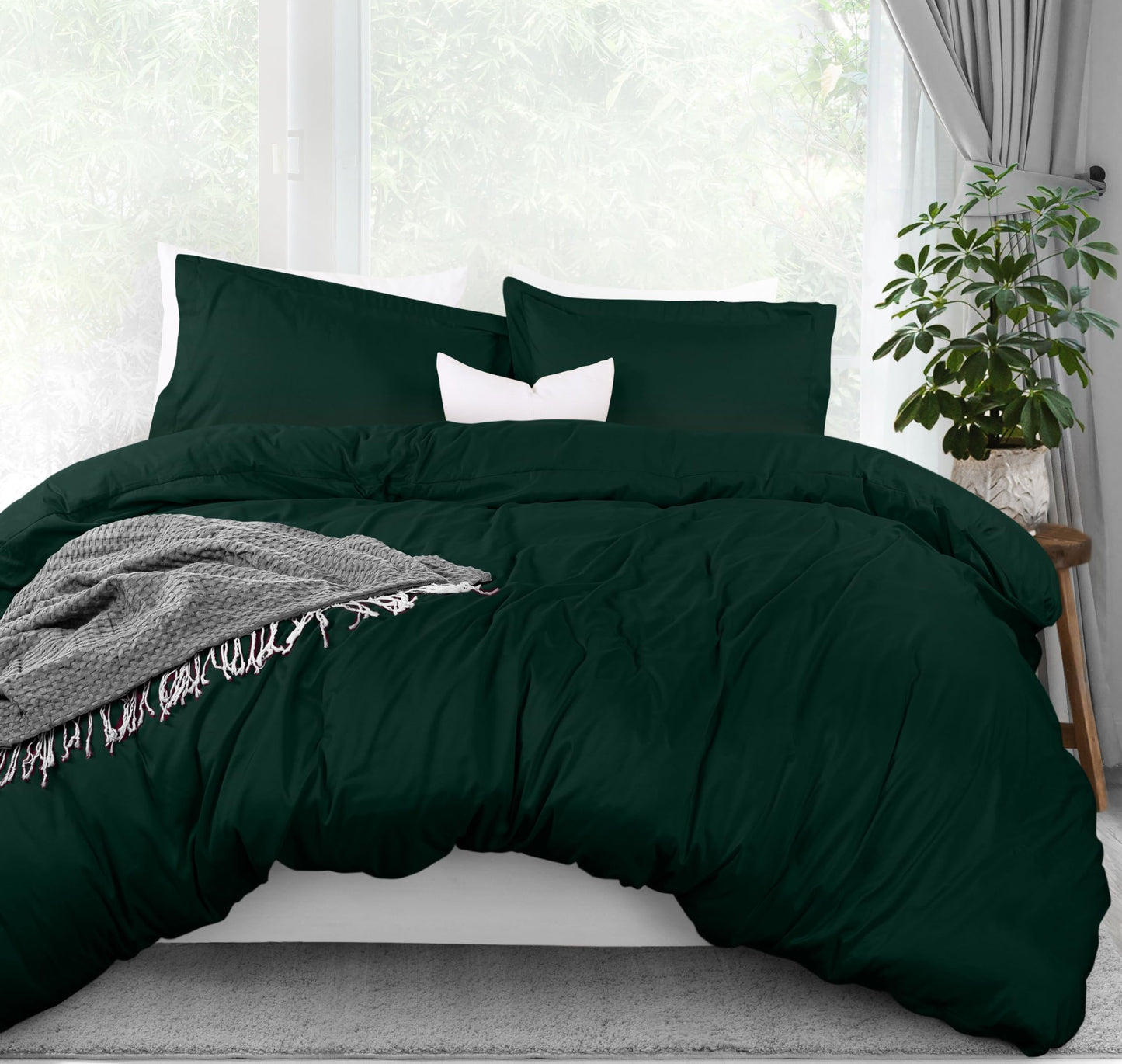 Utopia Bedding Duvet Cover Queen Size - 1 Duvet Cover with 2 Pillow Shams - 3 Pieces Bedding Duvet Cover with Zipper Closure - Soft Brushed Microfiber, 90 X 90 Inches (Queen, Emerald)