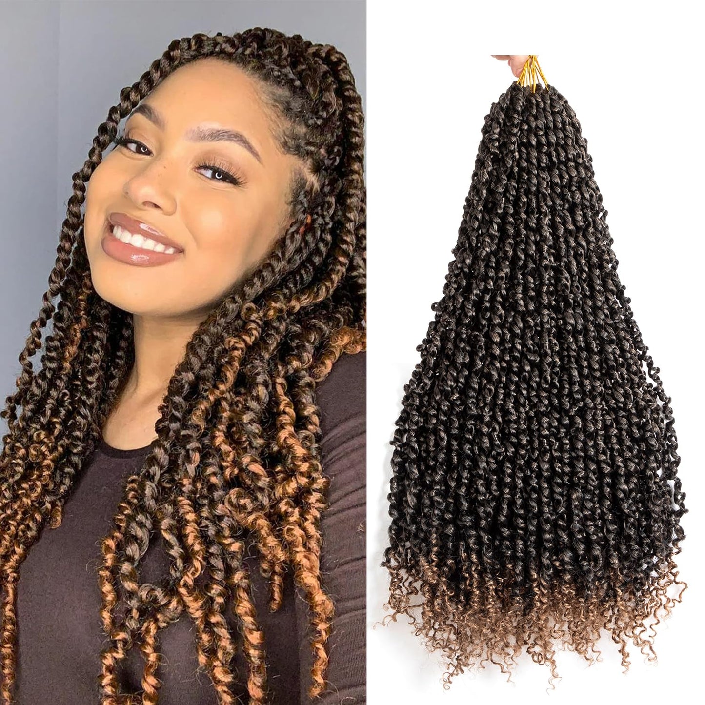 Roeula Passion Twist Crochet Hair for Black Women 8 Packs 20Inch Pre Looped Water Wave Passion Twist Faux Locs Crochet Twist Hair Crochet Hair Locs for Black Women (20 Inch (pack of 8), 1B/27)