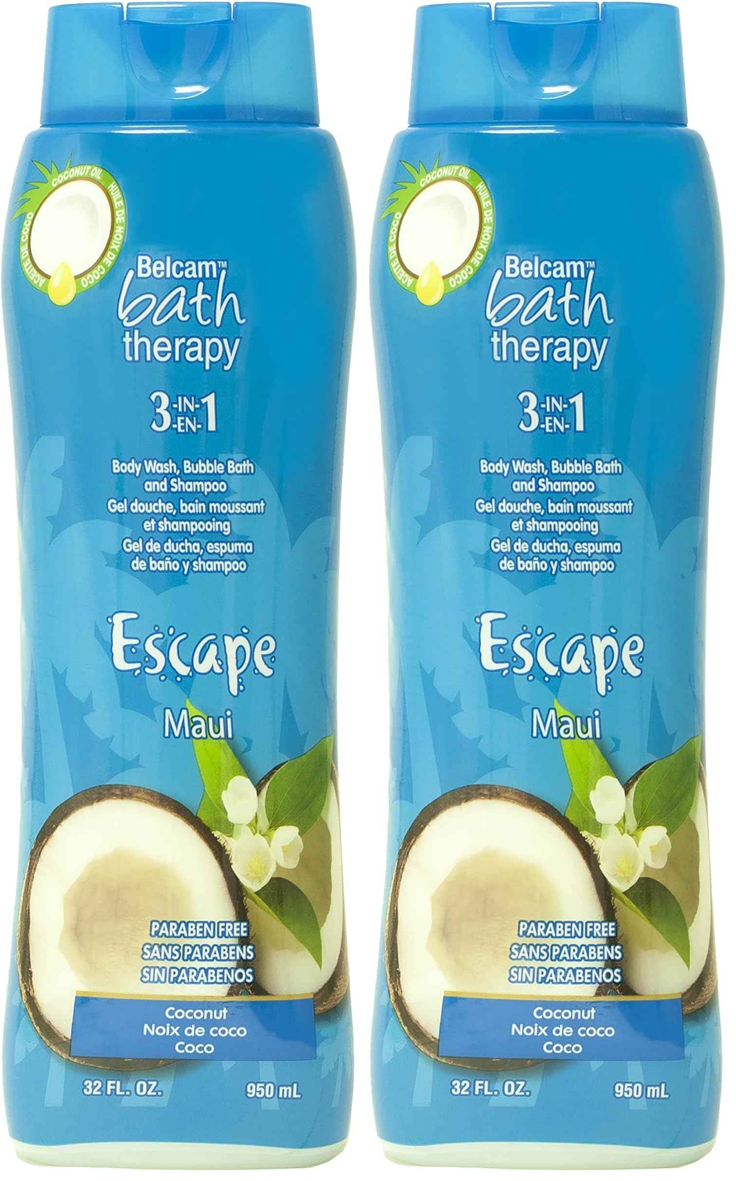 Belcam Bath Therapy Body Wash and Shampoo, Maui Coconot, 32 Fl Oz,F59820A (Pack of 2)