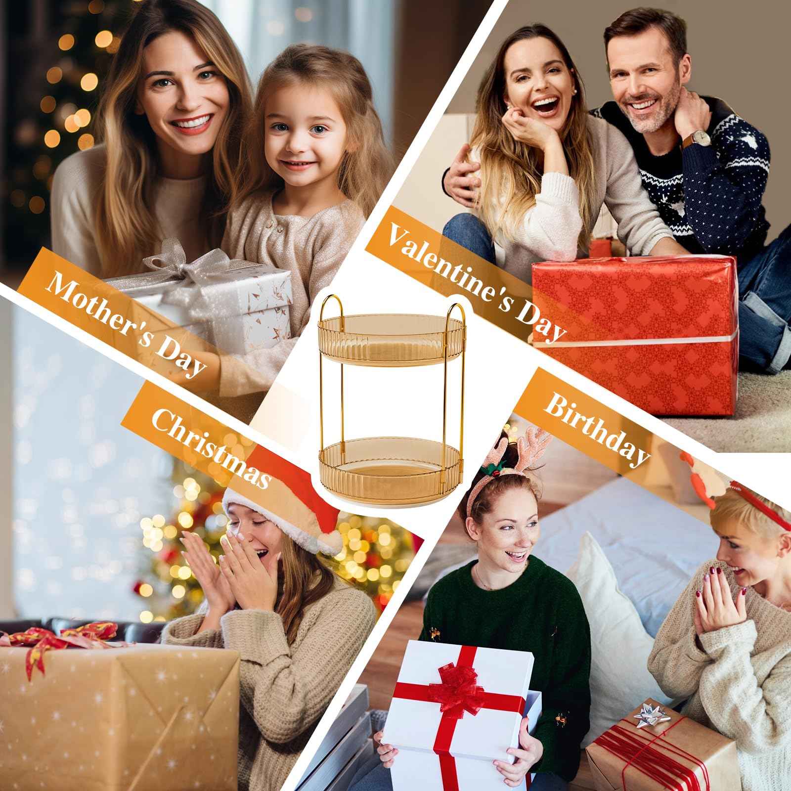 Megapuxin Rotating Makeup Organizer for Vanity,Large Perfume Organizers Skincare Make Up Storage Perfume Organizers Countertop Organizer with Extra Hooks and Stickers for Bathroom