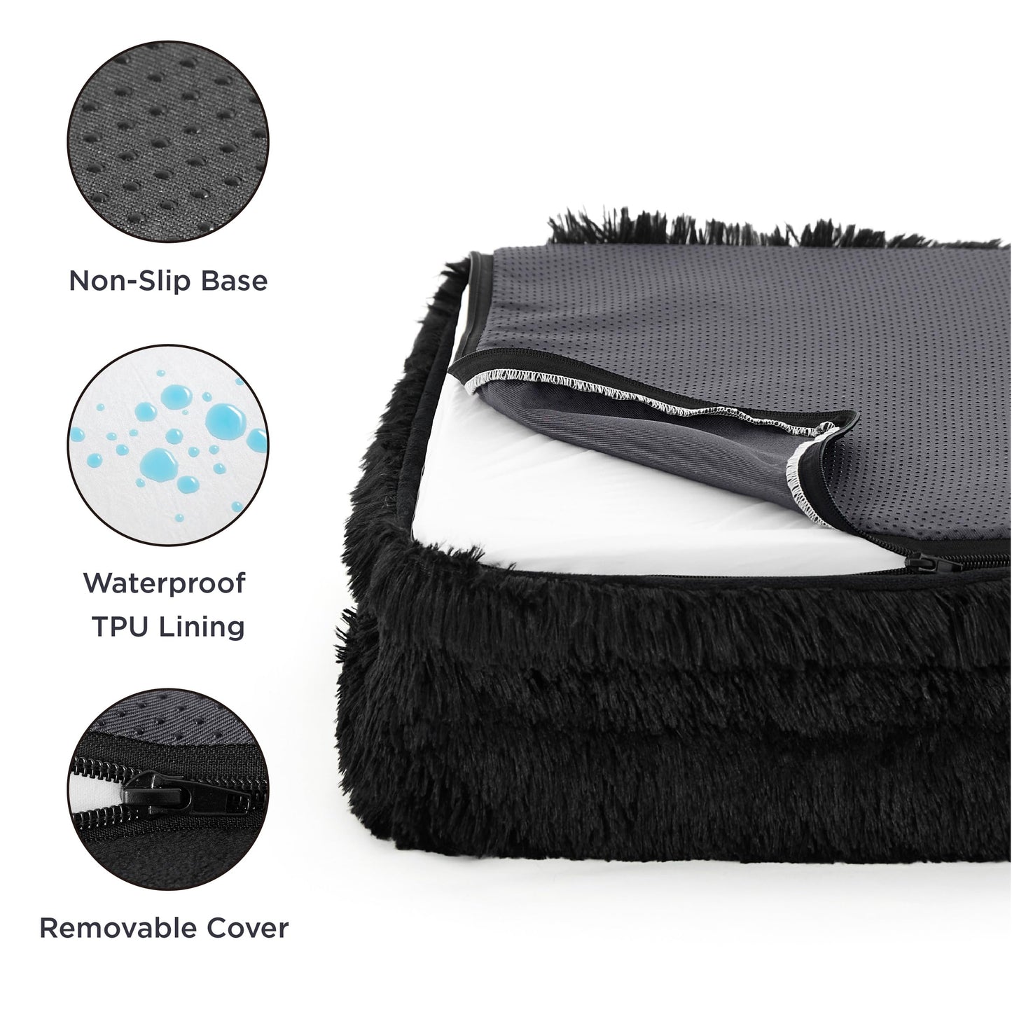 Bedsure Small Orthopedic Dog Bed - Washable Calming Dog Sofa Beds for Small Dogs, Supportive Foam Pet Couch Bed with Removable Washable Cover, Waterproof Lining and Nonskid Bottom Couch, Black